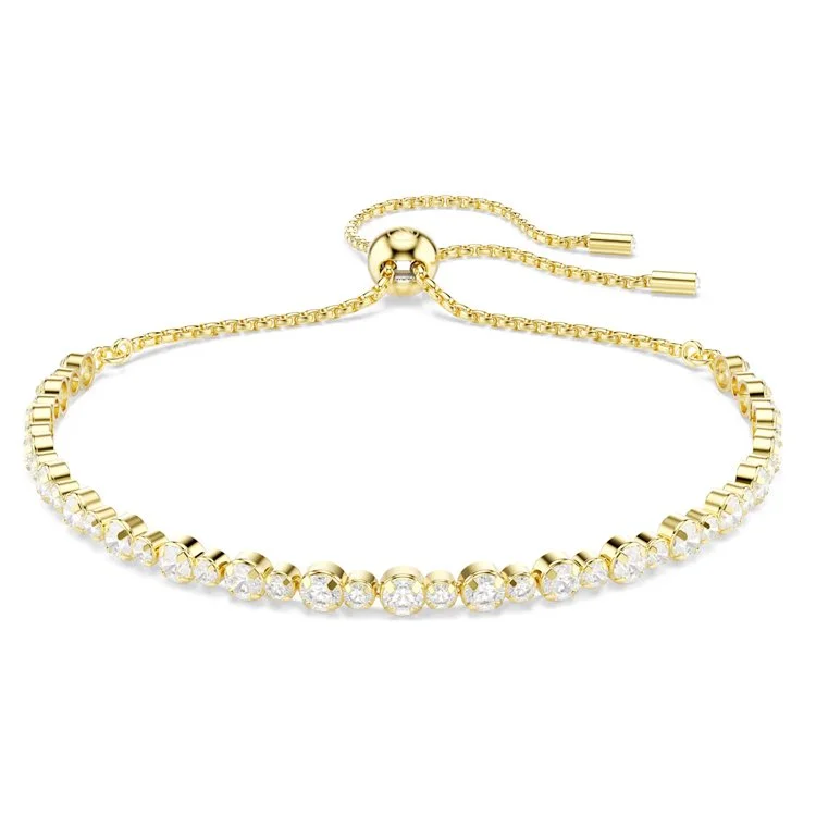 Matrix Tennis bracelet, Round cut, White, Gold-tone plated.jpg