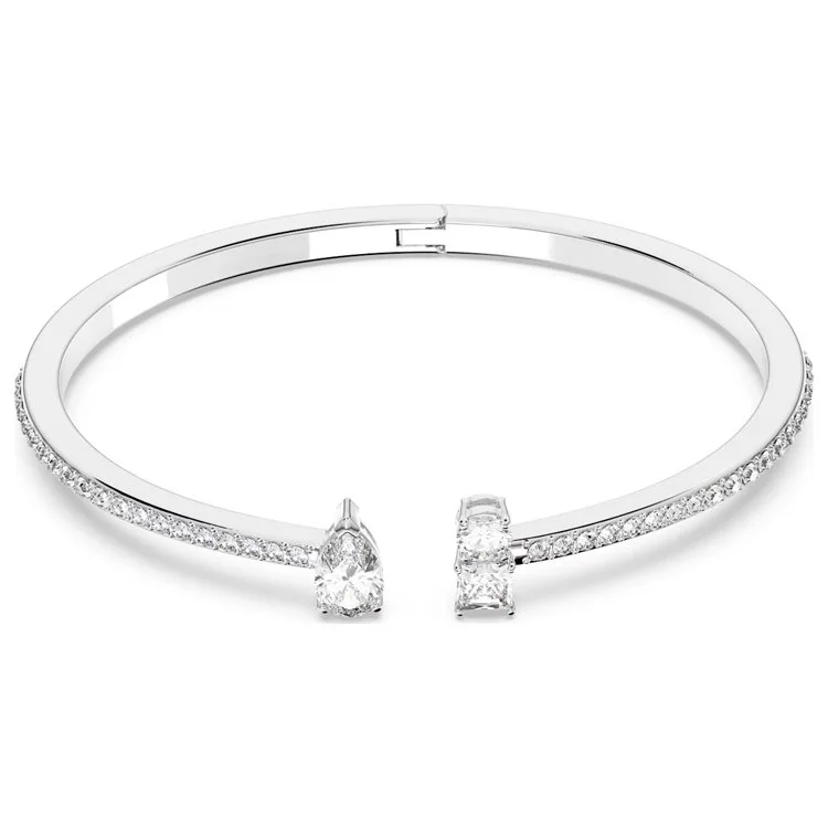 Mesmera Attract cuff, Mixed cuts, White, Rhodium plated.jpg