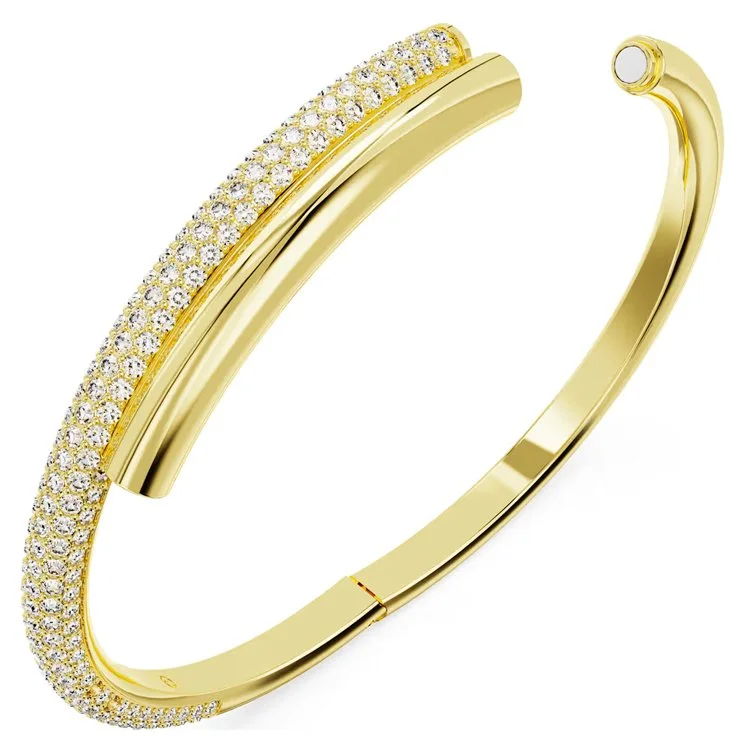 Dextera bangle, Magnetic closure, White, Gold-tone plated 1.jpg