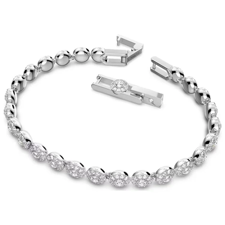 Angelic Tennis bracelet, Round cut, Small, White, Rhodium plated 1.jpg