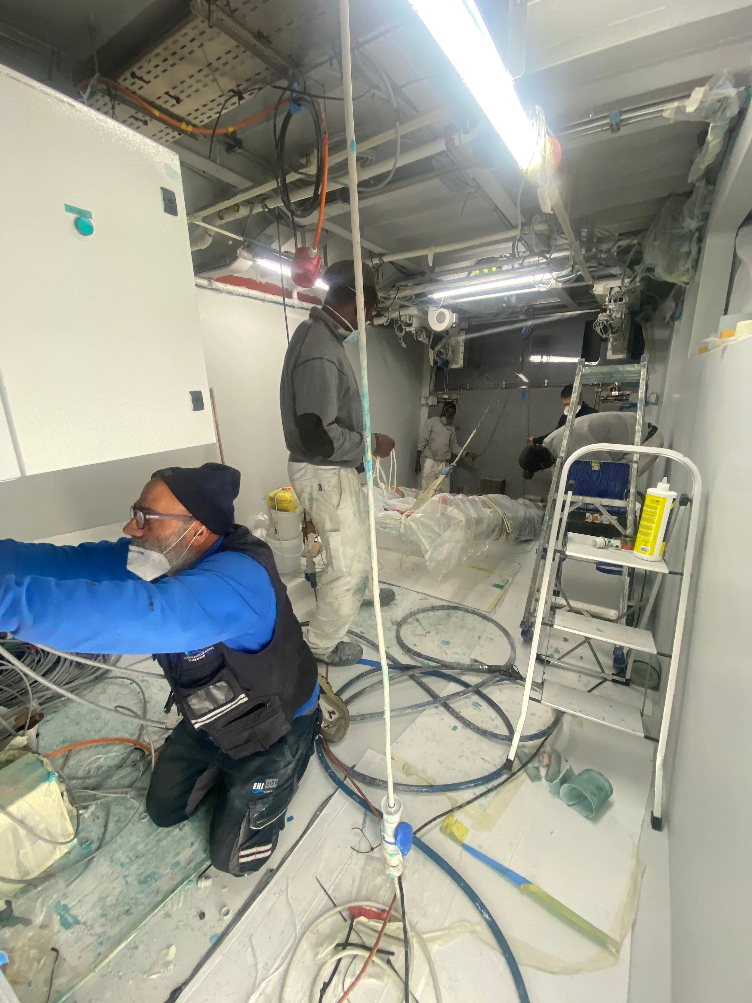 Work continues in the tender garage