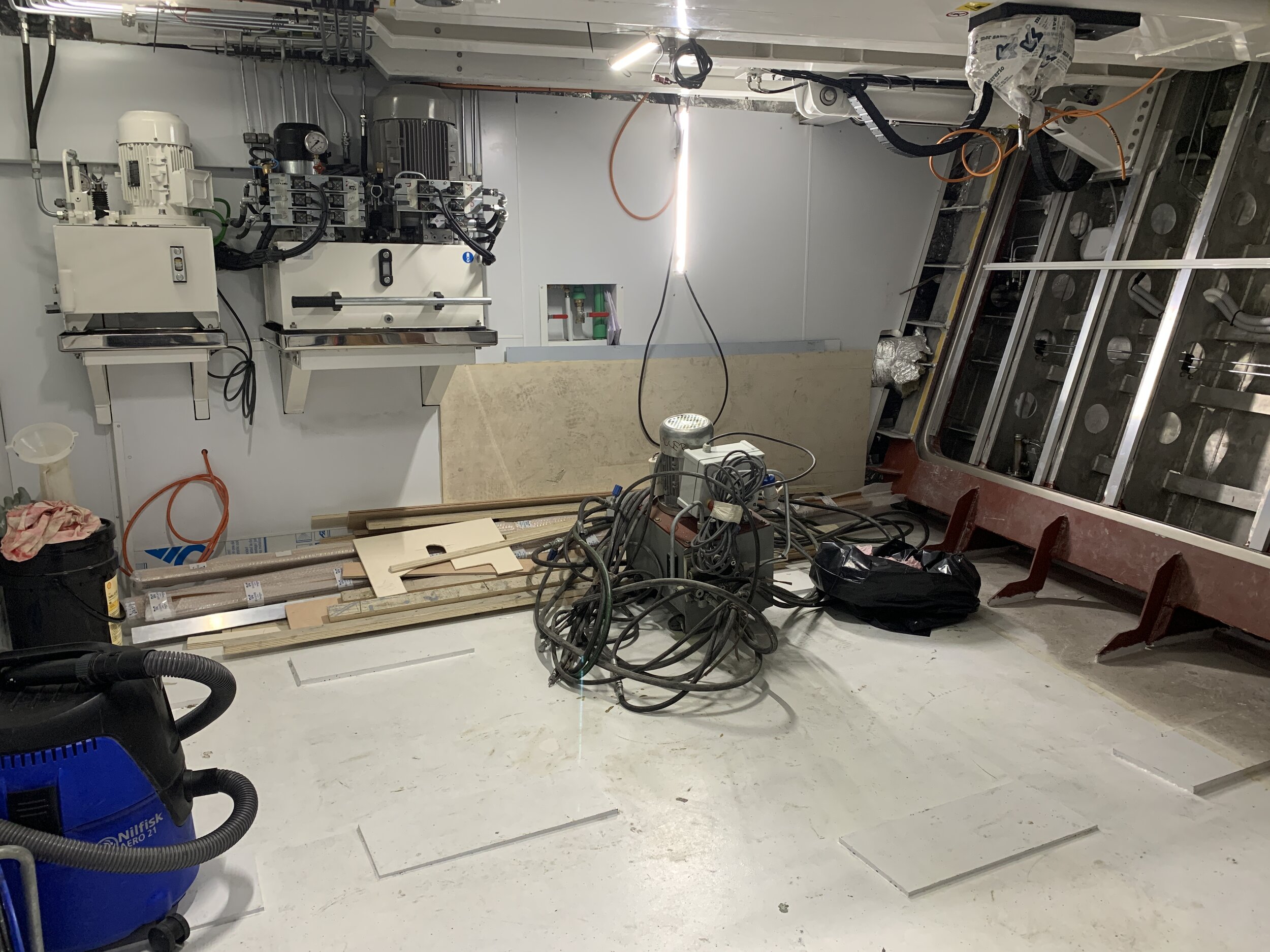 Fwd tender garage - techincal installation almost complete