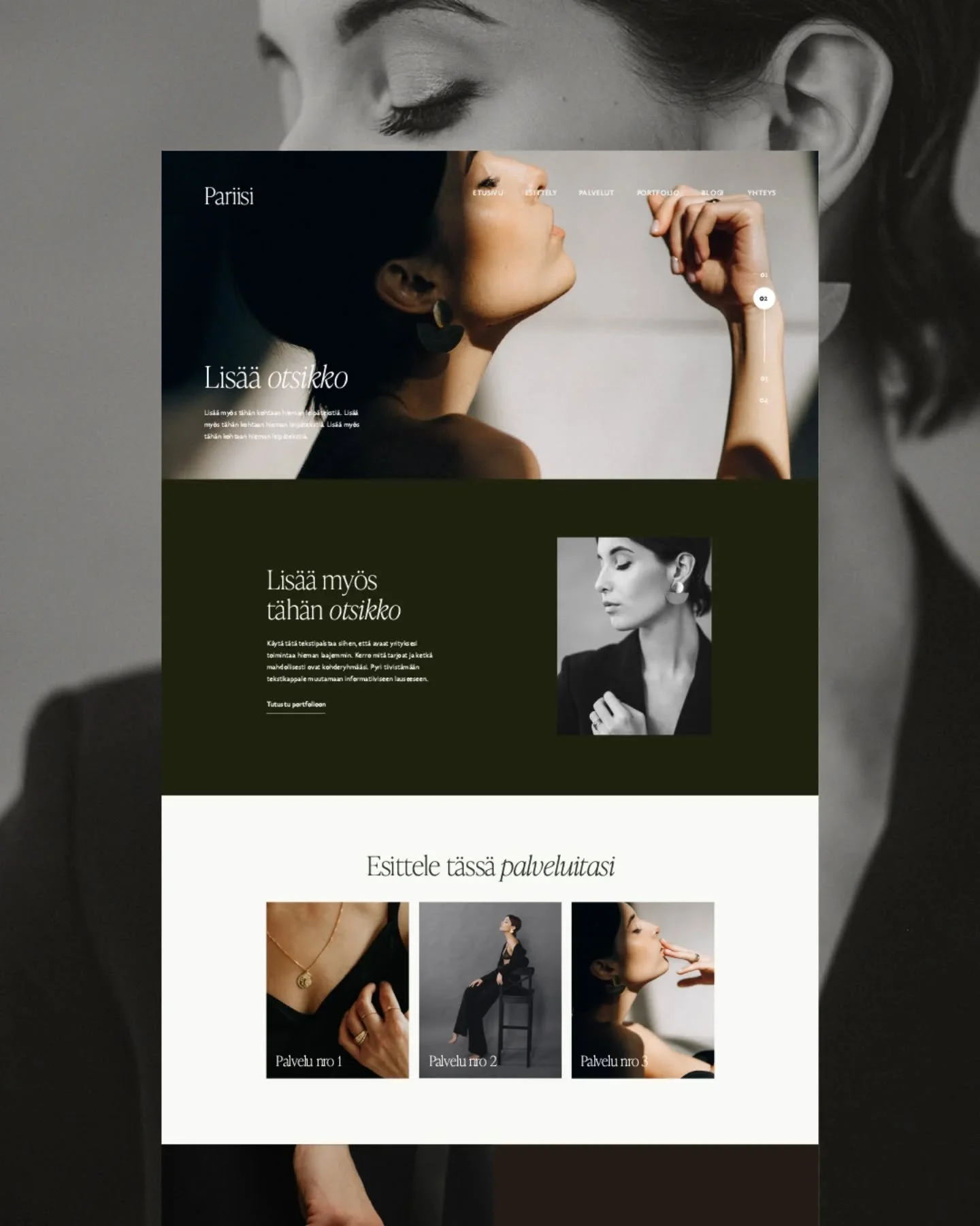 Valmis Squarespace nettisivupohja luovan alan yritykselle✨️

Puuttuuko yritykselt&auml;si viel&auml; laadukkaat nettisivut? Kenties budjettisi on aika niukka ja olisit valmis kompensoimaan sit&auml; tekem&auml;ll&auml; sivut osittain itsen&auml;isest