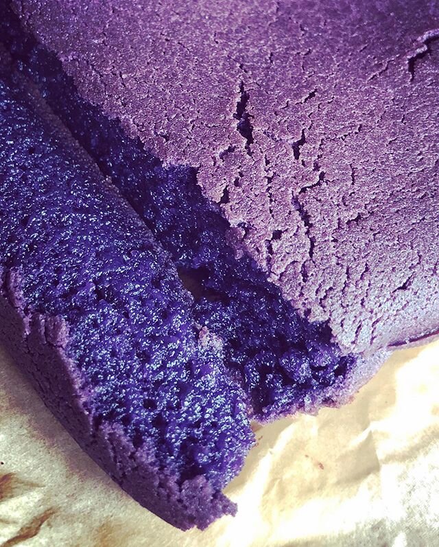 🎂Attempted an ube bibingka (Filipino purple yam-flavored baked rice cake) today in preparation for a virtual celebration of my grandmother's 95th birthday. ⁠⠀
⁠⠀
👩🏽&zwj;🍳Despite the recipe and very clear directions from @m_squared_b (thankyou!) I