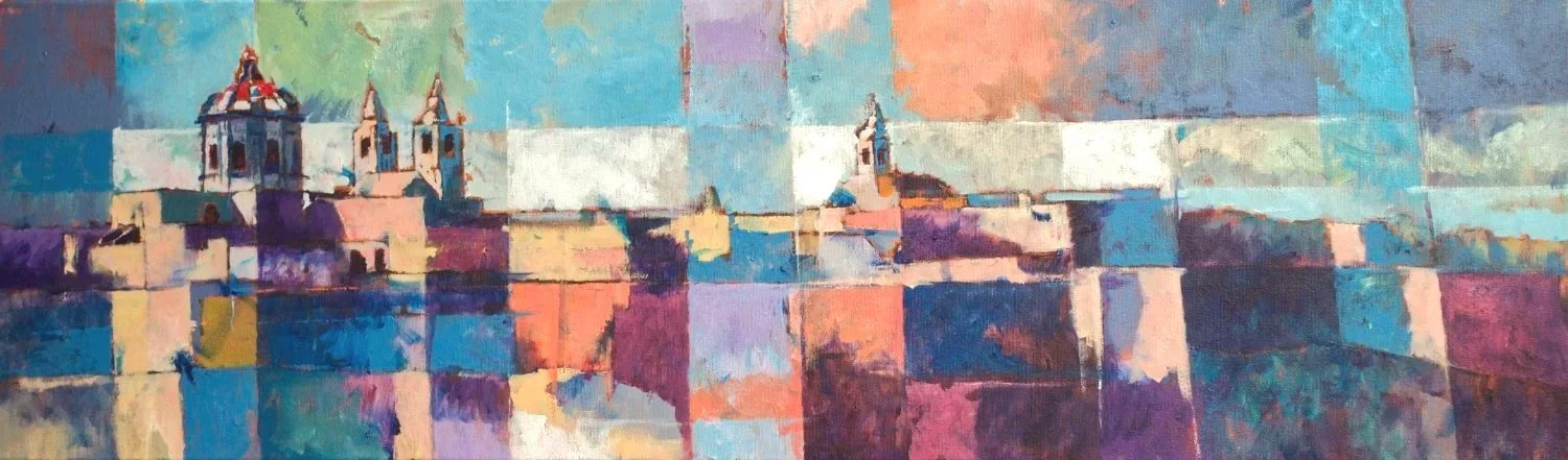 Semi abstract painting of Malta's old capital city