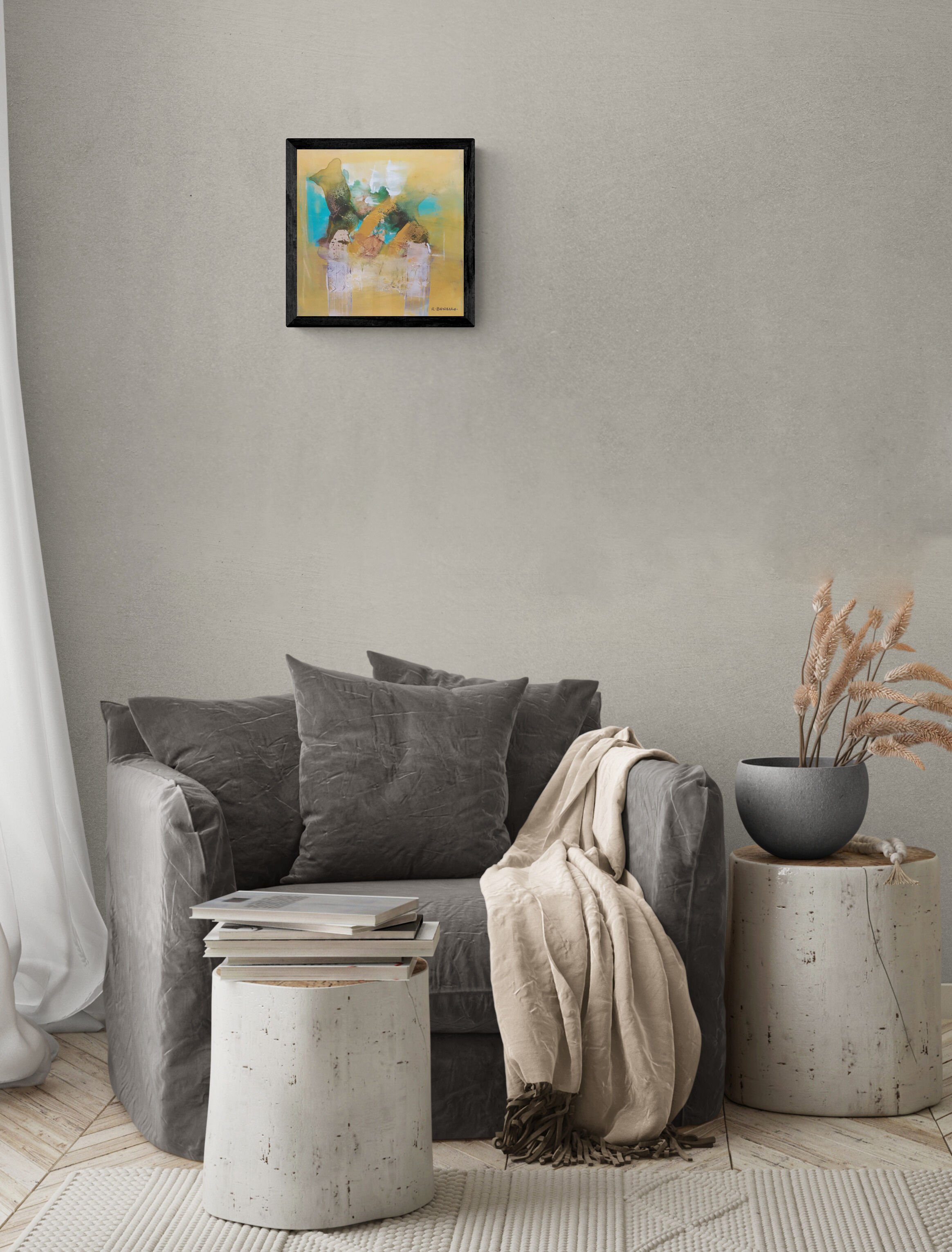 New Beginnings on a wall in a living room interior