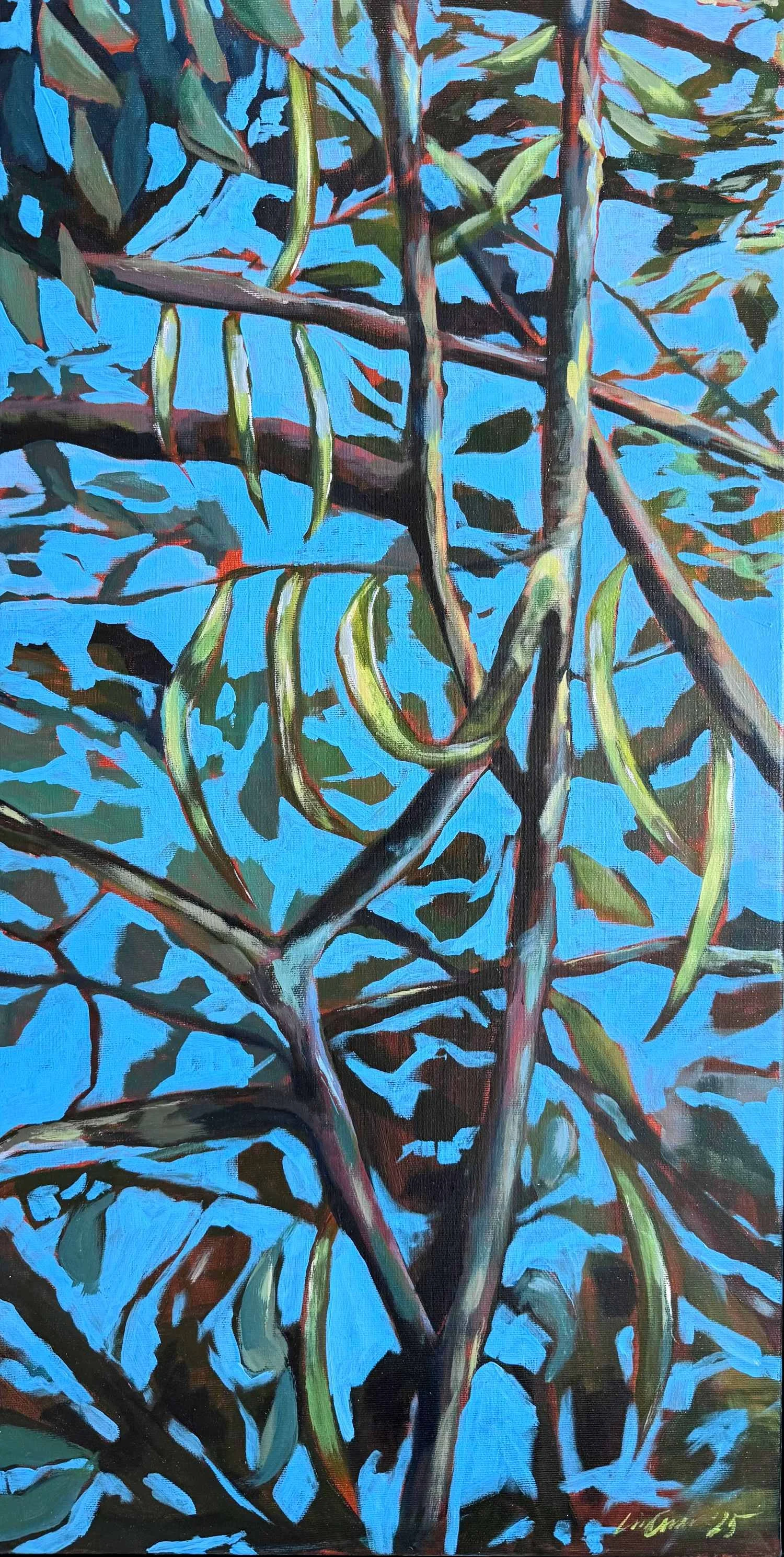 Carob tree painting available for sale on Allura Art