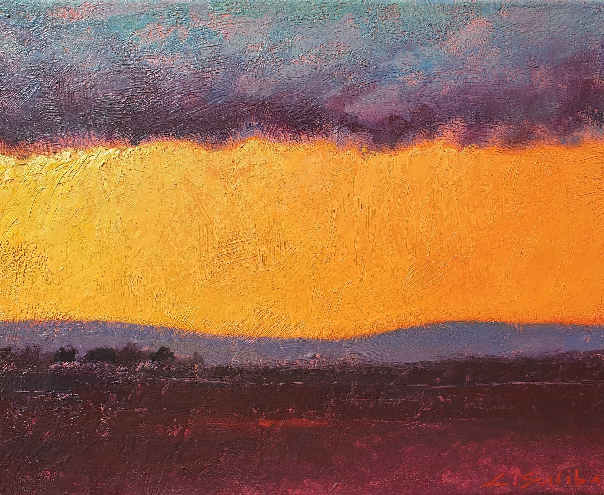 Semi abstract landscape painting, acrylic, for sale on Allura Art