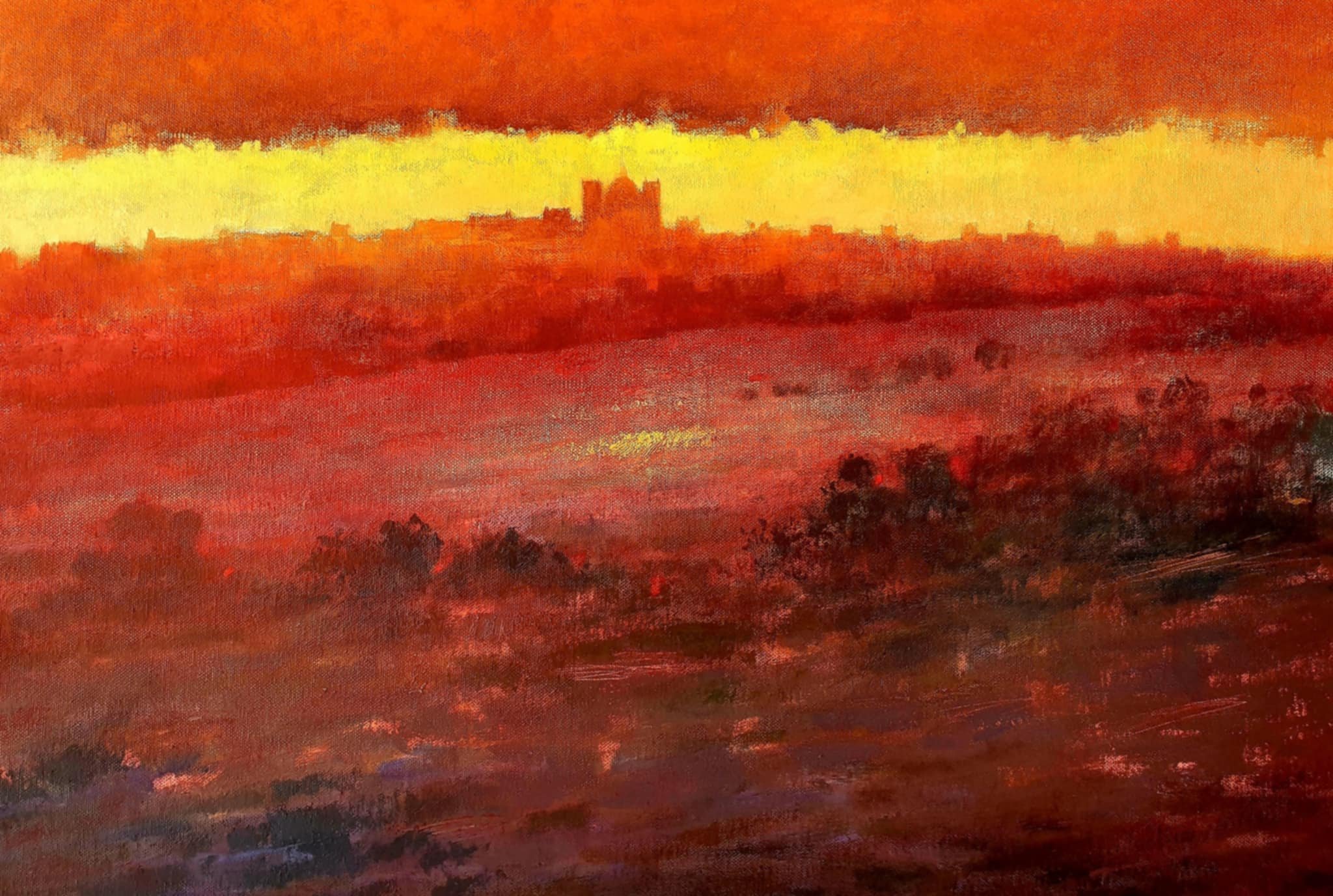 Gozo landscape painting completed with primary colours in acrylic.