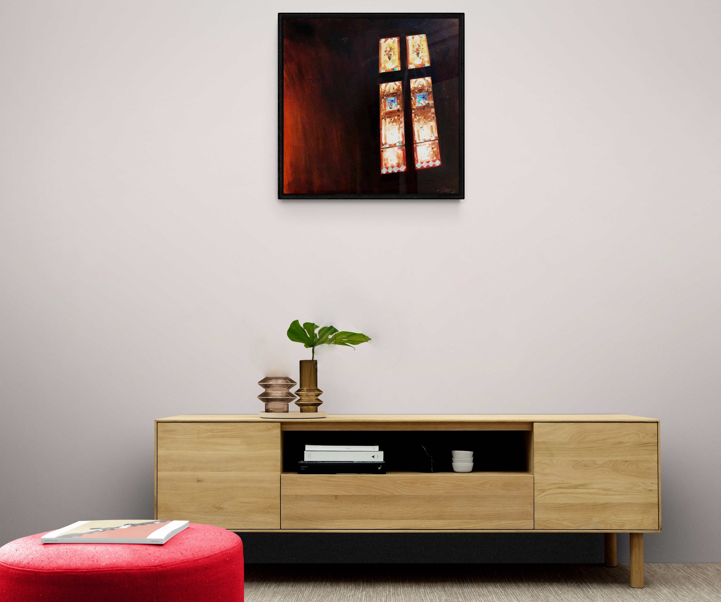 Andrew Borg's painting, Veronese Window on the wall in a living room