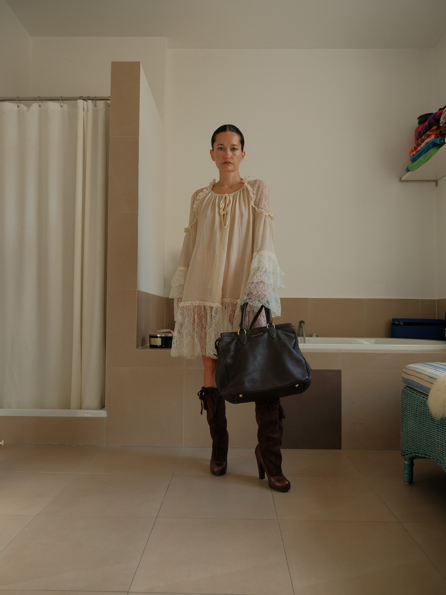 Chocolate Brown Miu Miu Leather  Suitcase Bag