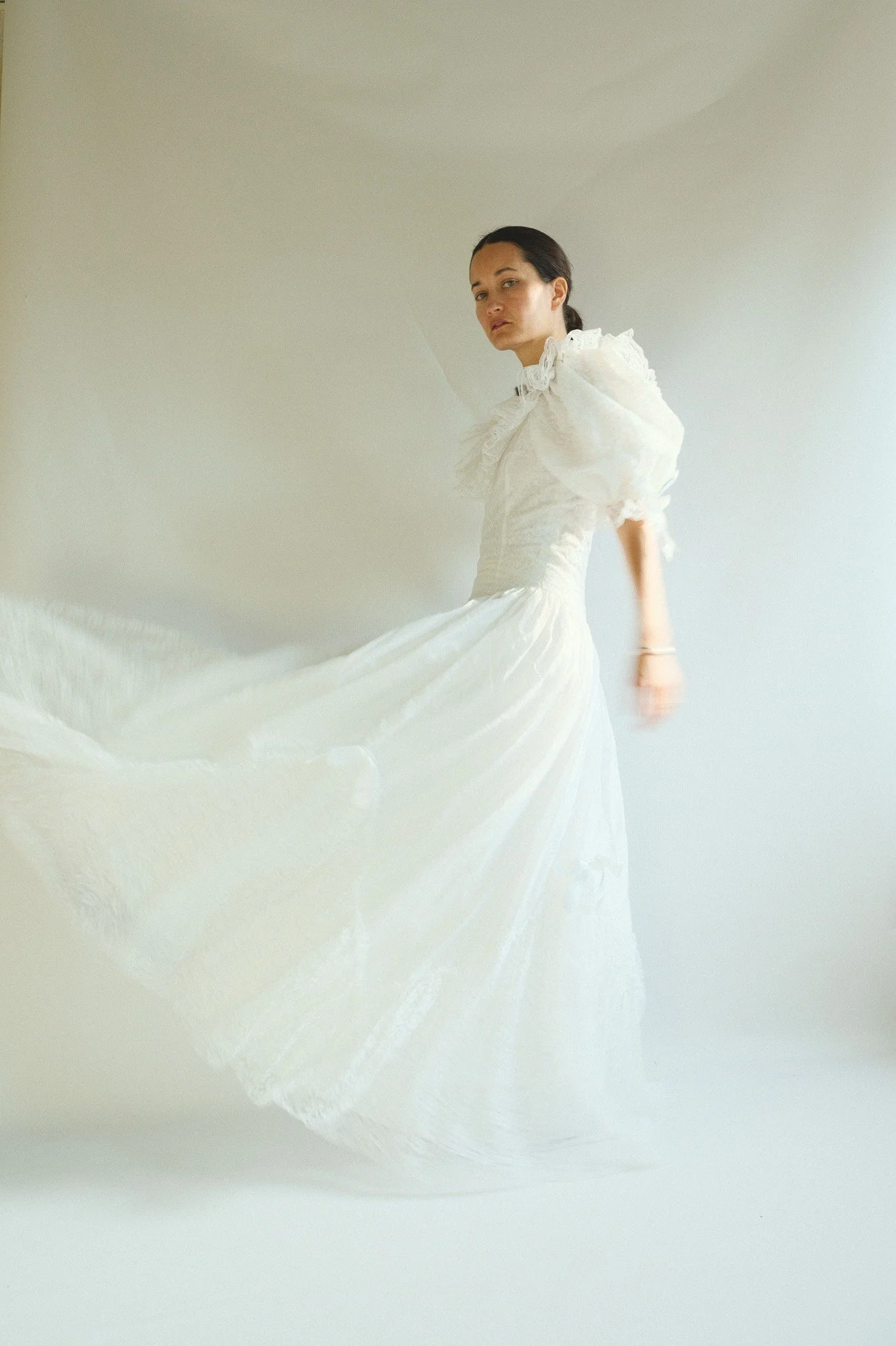 Meringue Lace Corset Puff 80s Lace Wedding Dress S  Ramona's Archives