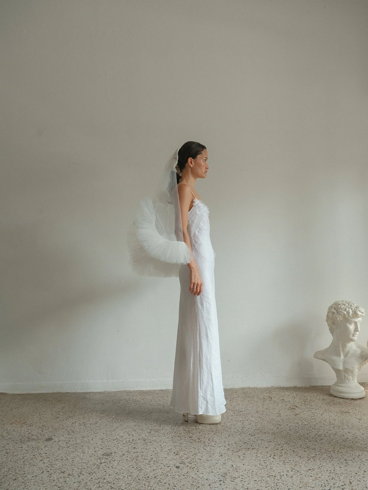 chinese dress ladies RINKI V LONG SLIP DRESS - Linen main image 1