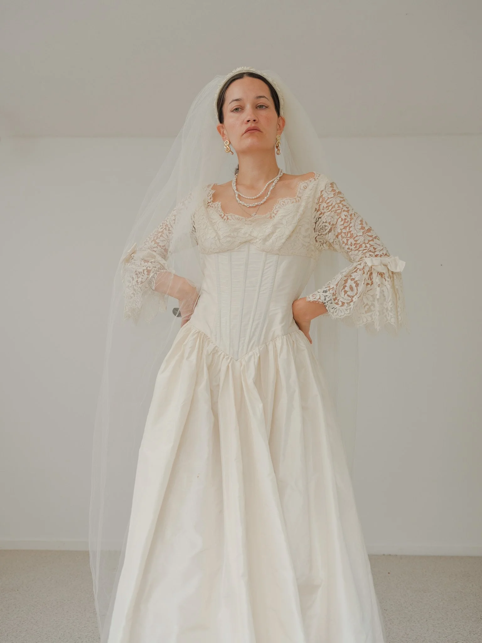 Danish Designer Vintage Pure Silk Princes Boned Corset Wedding Dress   Ramona's Archives