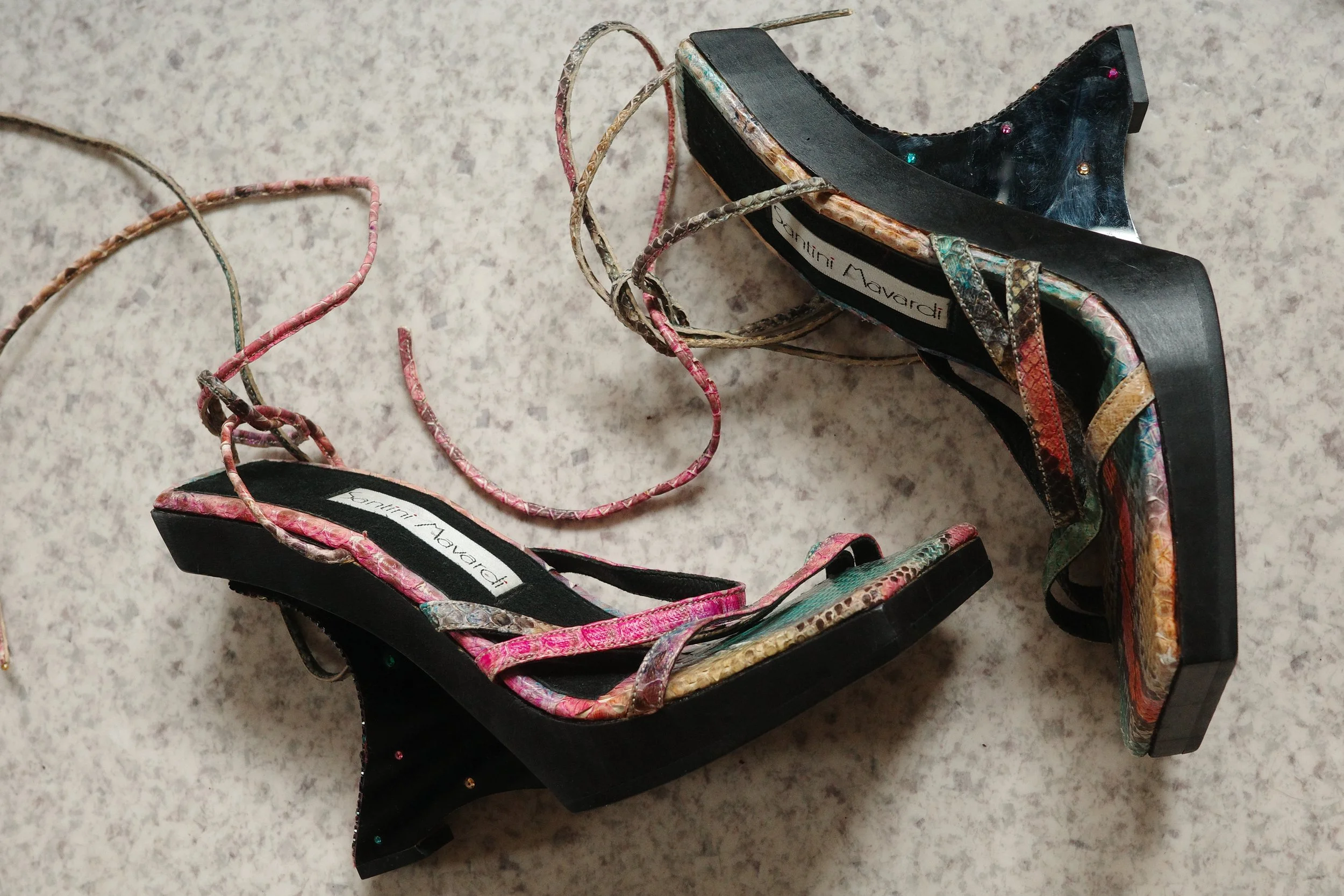 Vintage Santini Mavardi Multi-Colour Snakeskin Heels – Size 37