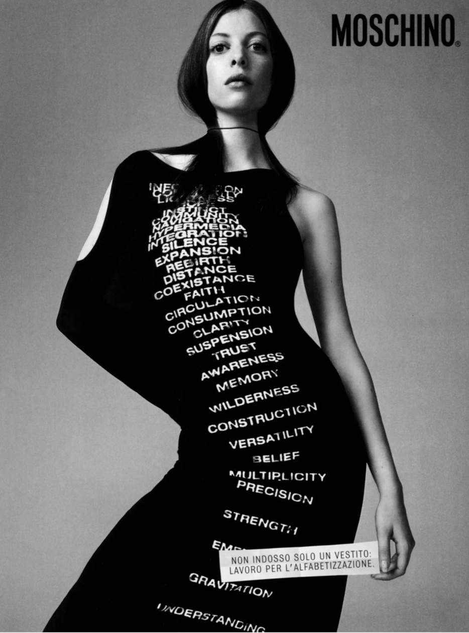 Vintage Moschino Jeans All-Over Text Black Maxi Dress (XS / 36)