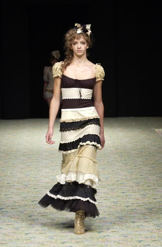 SS Runway 2003 Moschino Cheap & Chic Runway Striped Babydoll Dress SizeSize 38