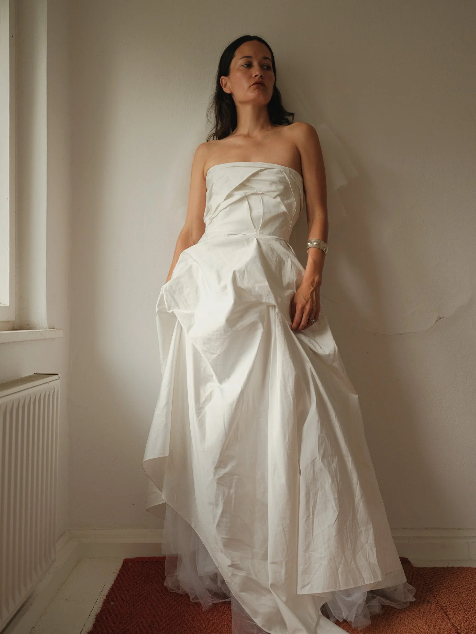 pink wedding dress vintage Pink Satin Vintage Antique A-line Ball Gown Wedding Dress with Ruffled Embroidery