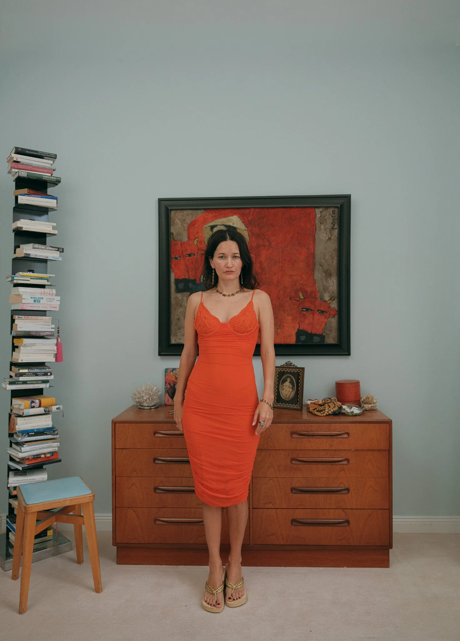 Le Perla Orange Ruched Dress –S