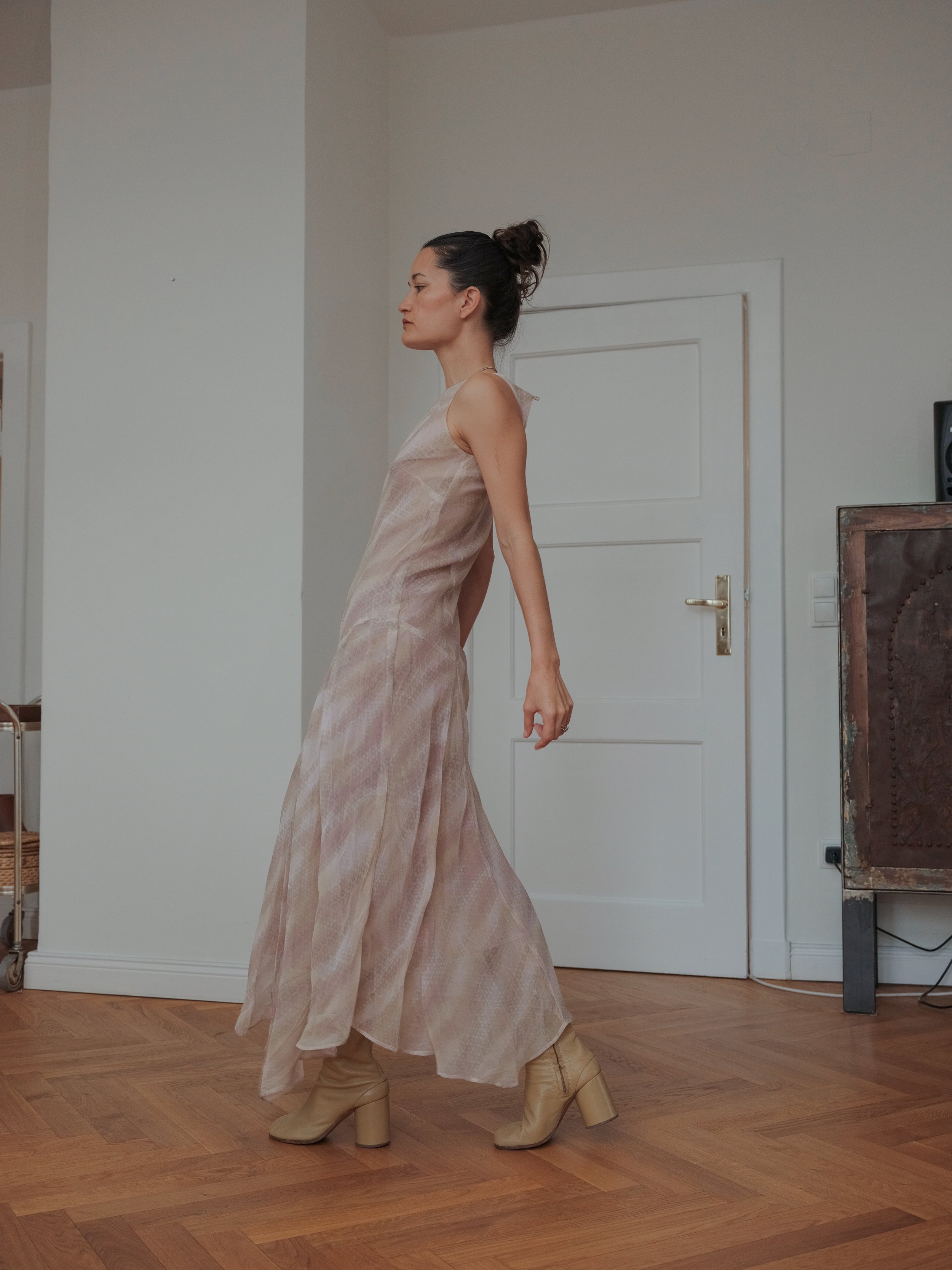 silk slinky dress Henley Slinky Drape Maxi Dress / Ivory | MESHKI
