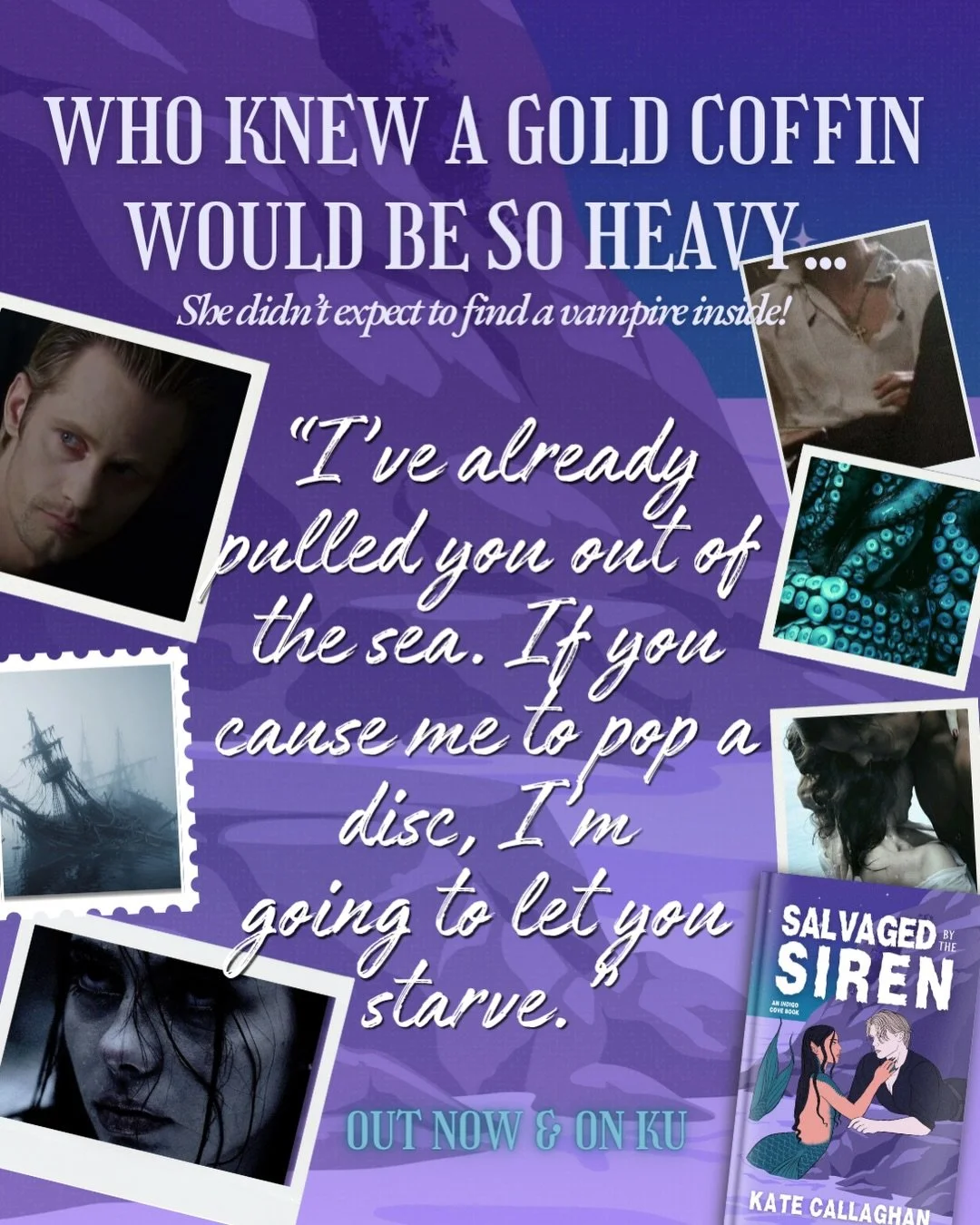 READ ON NETGALLEY💜She wanted the coffin, not the vampire inside&hellip;🙈
&bull;
💜Salvaged by the Siren by Kate Callaghan
🐚Read on KU: https://amzn.to/4zJ12Wo

💜 Buried Treasure
💜 Fangs (Him) VS Claws(Her)
💜 She Rescues Him
💜 She needs to repa