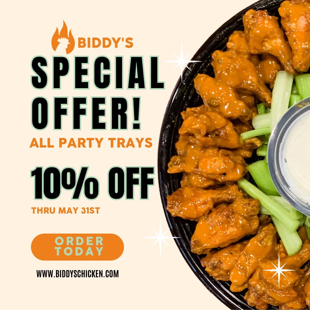 Planning a graduation party this month? Here's your sign to include Biddy's! 
All of our party trays are 10% for the rest of MAY!