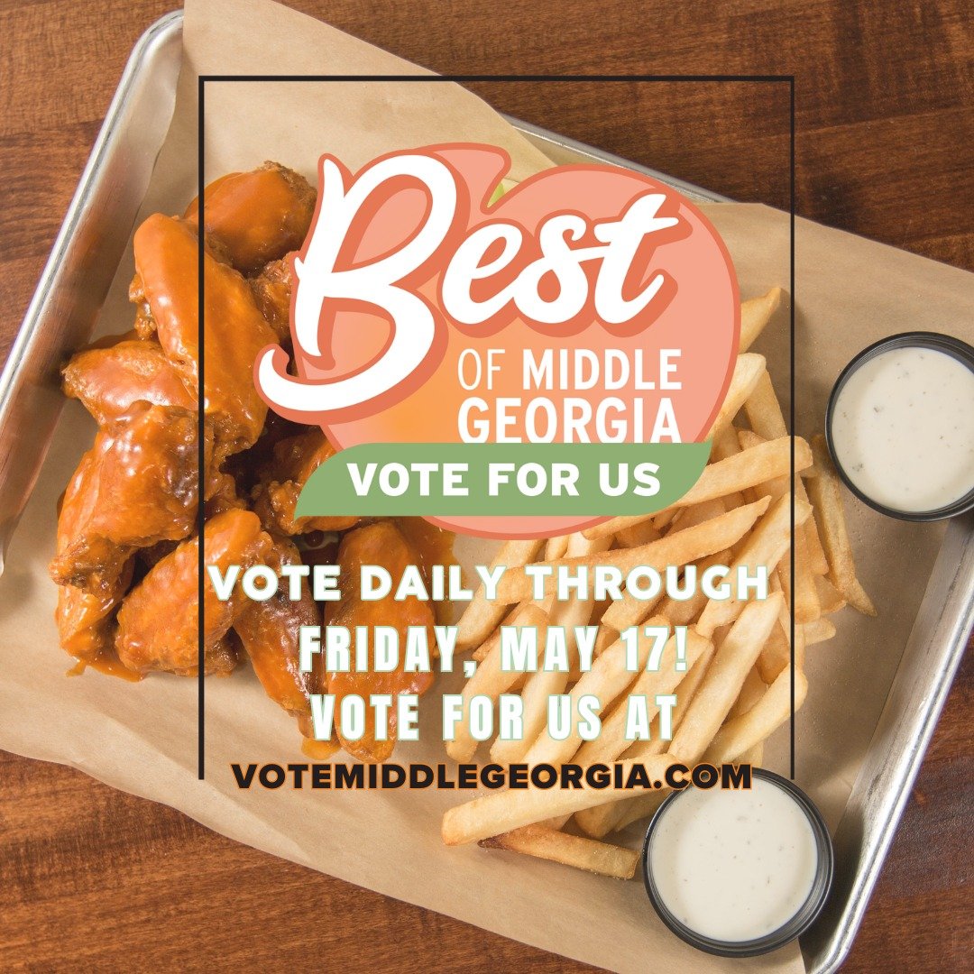 HEY MACON! GUESS WHAT?!
We have been nominated in two categories for best of Middle Georgia! Head over to www.votemiddlegeorgia.com and vote for Biddy's under the &quot;lunch spot&quot; and &quot;chicken wings&quot; category! You can vote everyday th