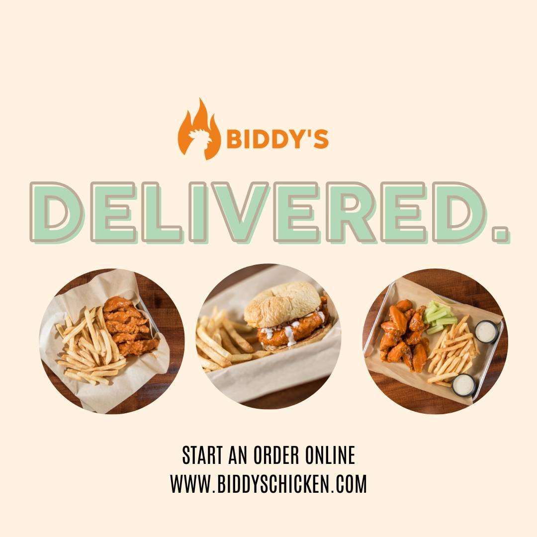 Knock, knock!
Who's there? 
BIDDY'S!

Did you know Biddy's offers delivery with doordash so you can get your favorite meal delivered right to your door! Here's how:
- go to www.biddyschicken.com
- select the location
- at the top of your screen, sele