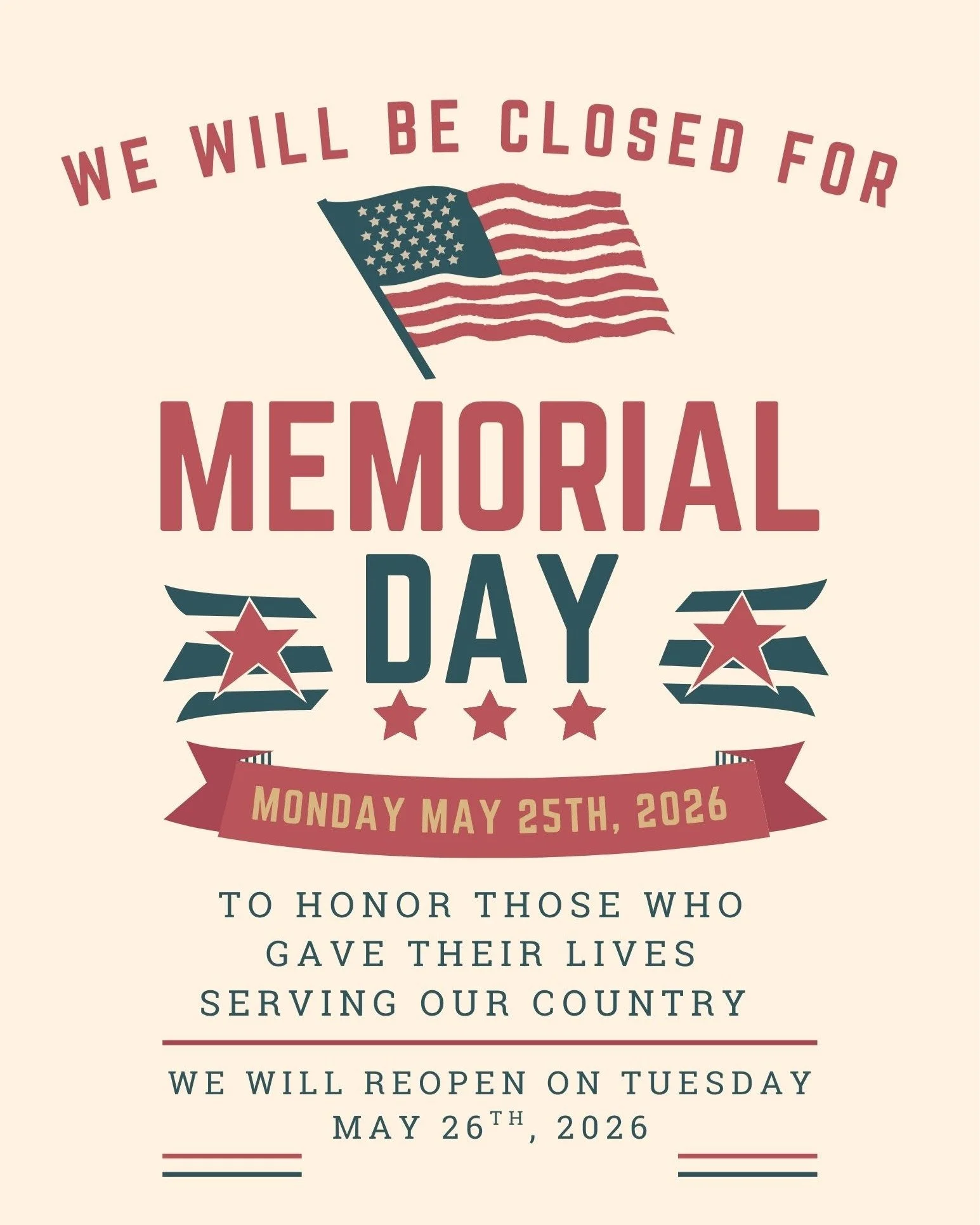 We will see y'all next Tuesday! Enjoy your weekend, and remember to honor those who gave it all.