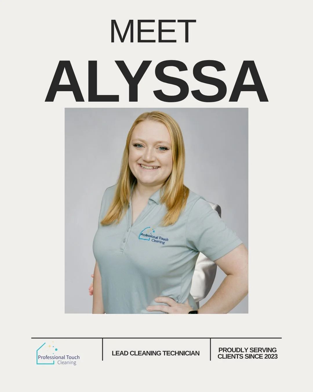 ✨ Meet the Team Monday ✨

This week we&rsquo;re spotlighting Alyssa, one of our amazing Team Leads! 💙

Alyssa brings incredible attention to detail to every home she touches. She especially loves cleaning bathrooms and bedrooms&mdash;where those lit