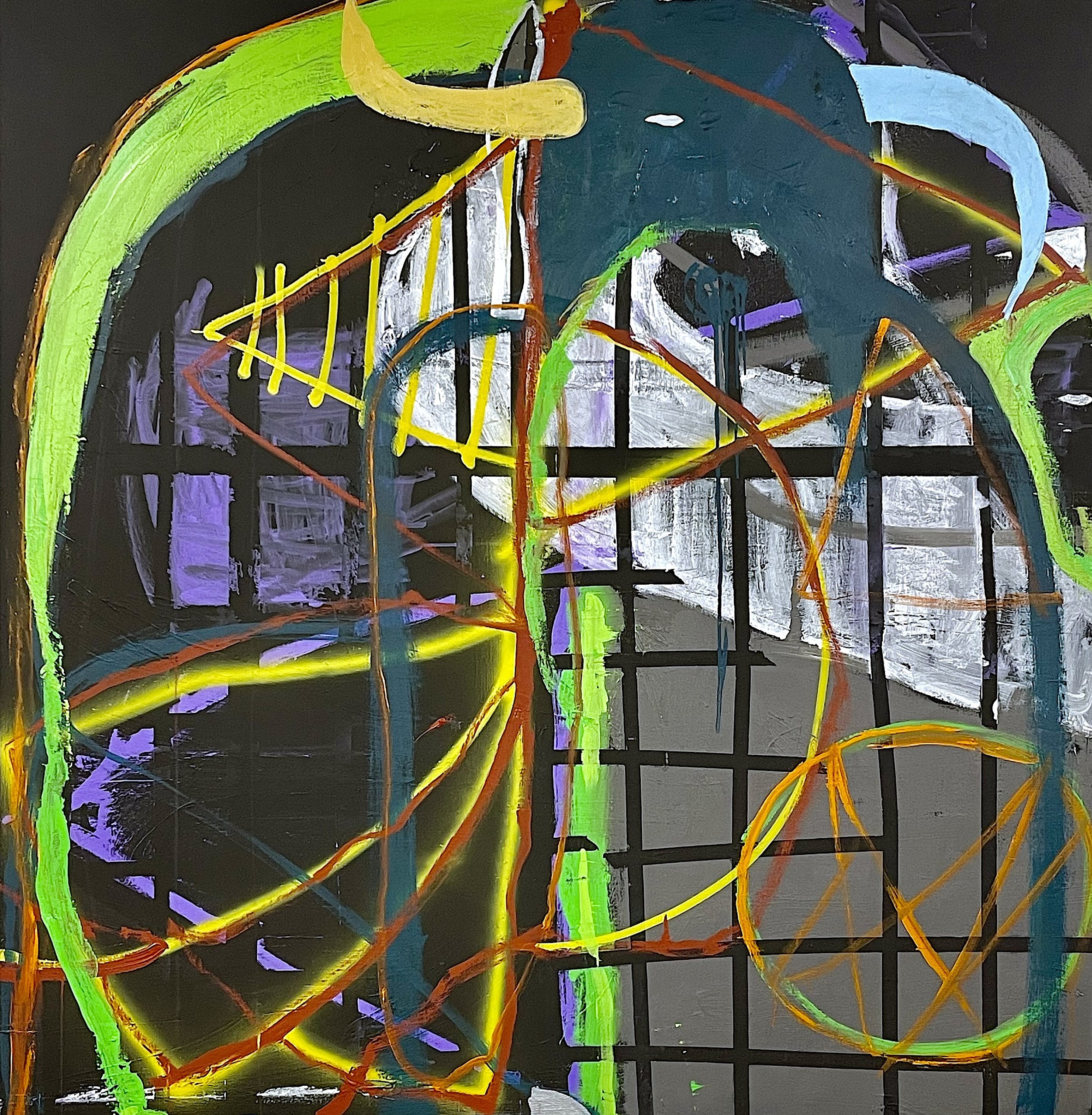 Garden at Night, 68 x 66 in, Acrylic on canvas, 2026