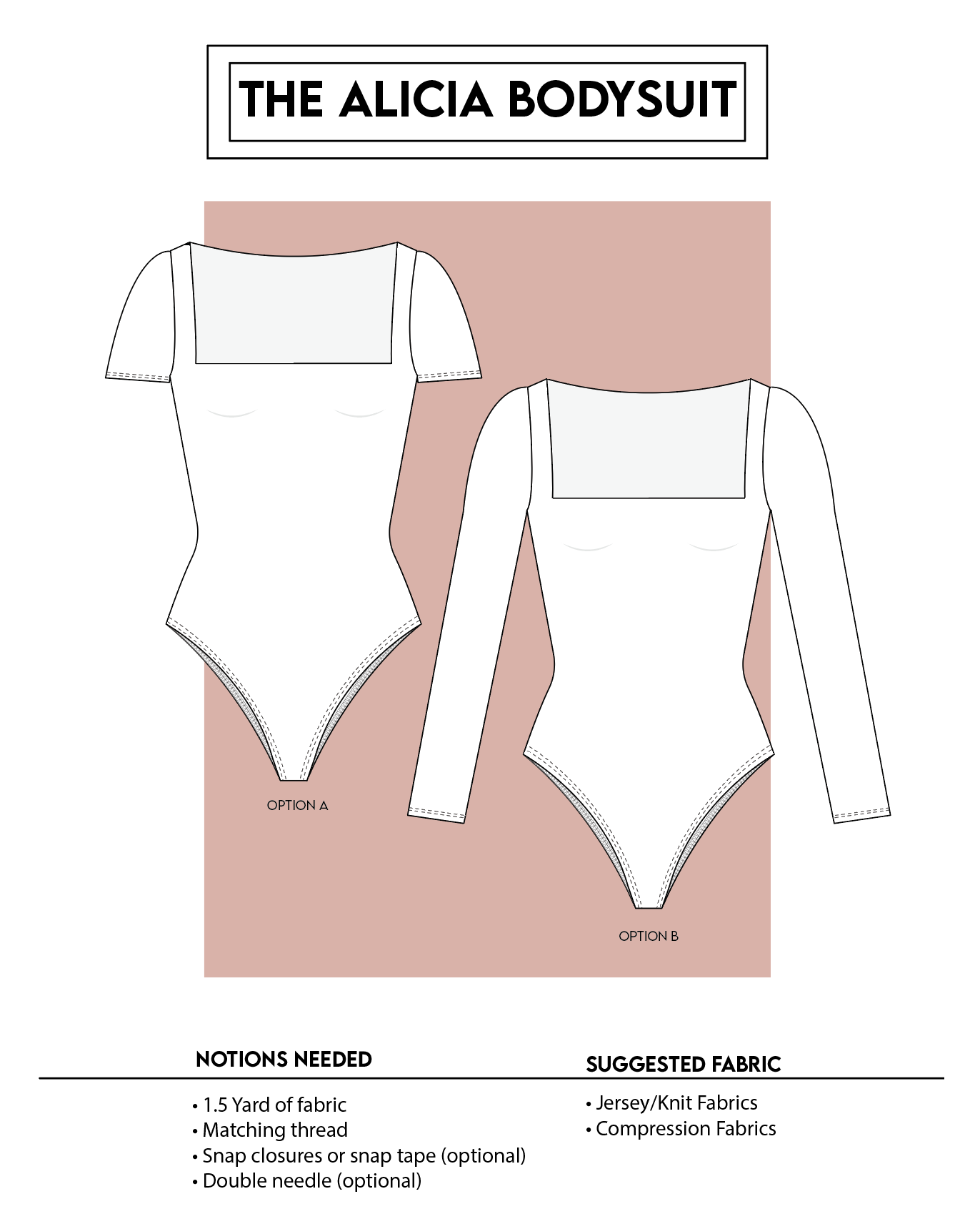 Body Suit Sewing Pattern For Women In Small Size - Do It Yourself