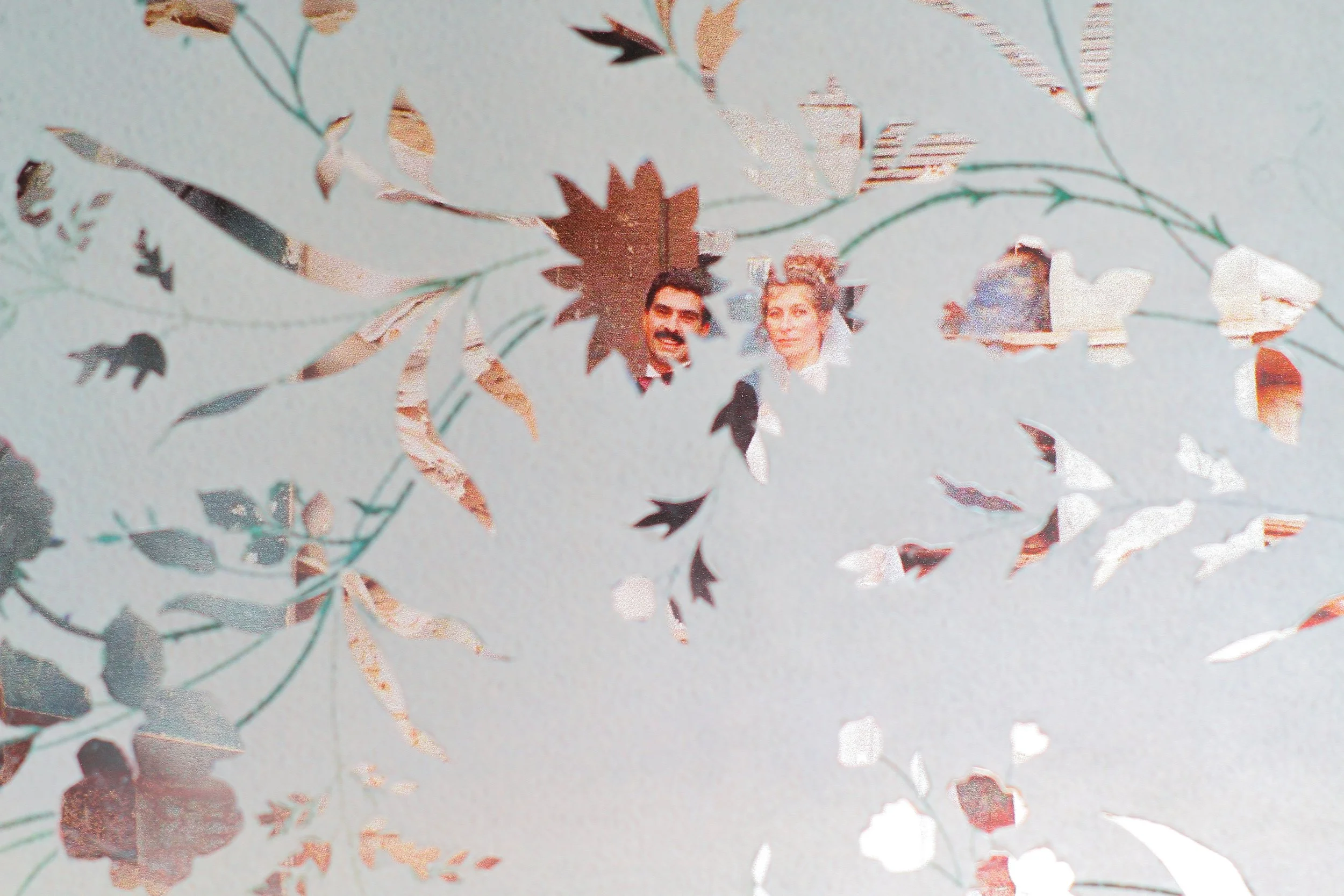 They Said the Grass is Greener (still), mixed media animation, 2-channel projection on geometric wall forms, 2023