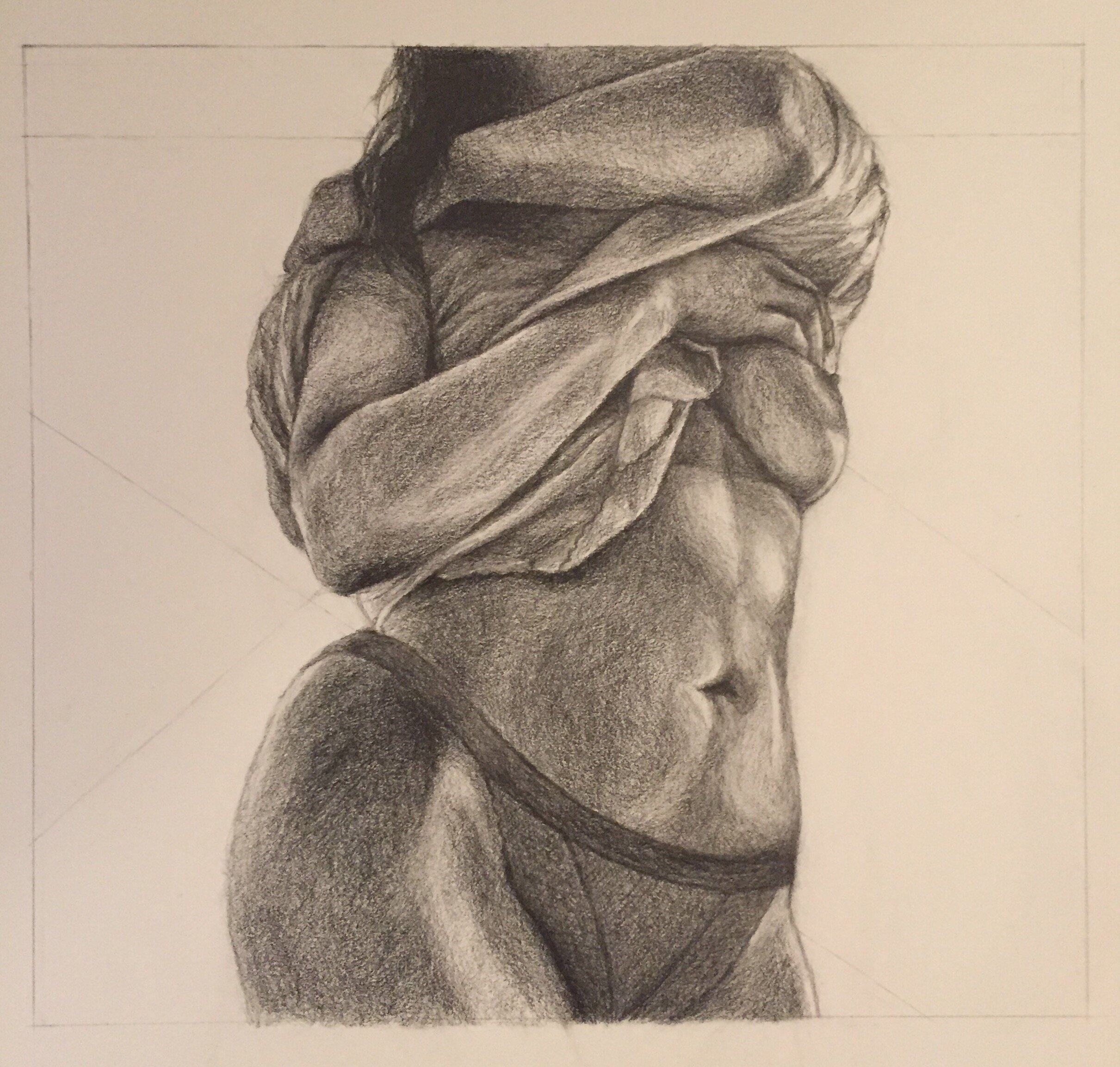 Female Torso, 2020, 8x8" Graphite on paper