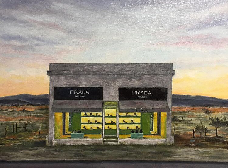 Prada Marfa Texas, 2019, 11x14" Oil on canvas - SOLD