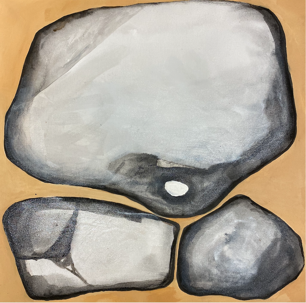 Three Holes, 20x20x2 inches, ink, acrylic and charcoal on canvas