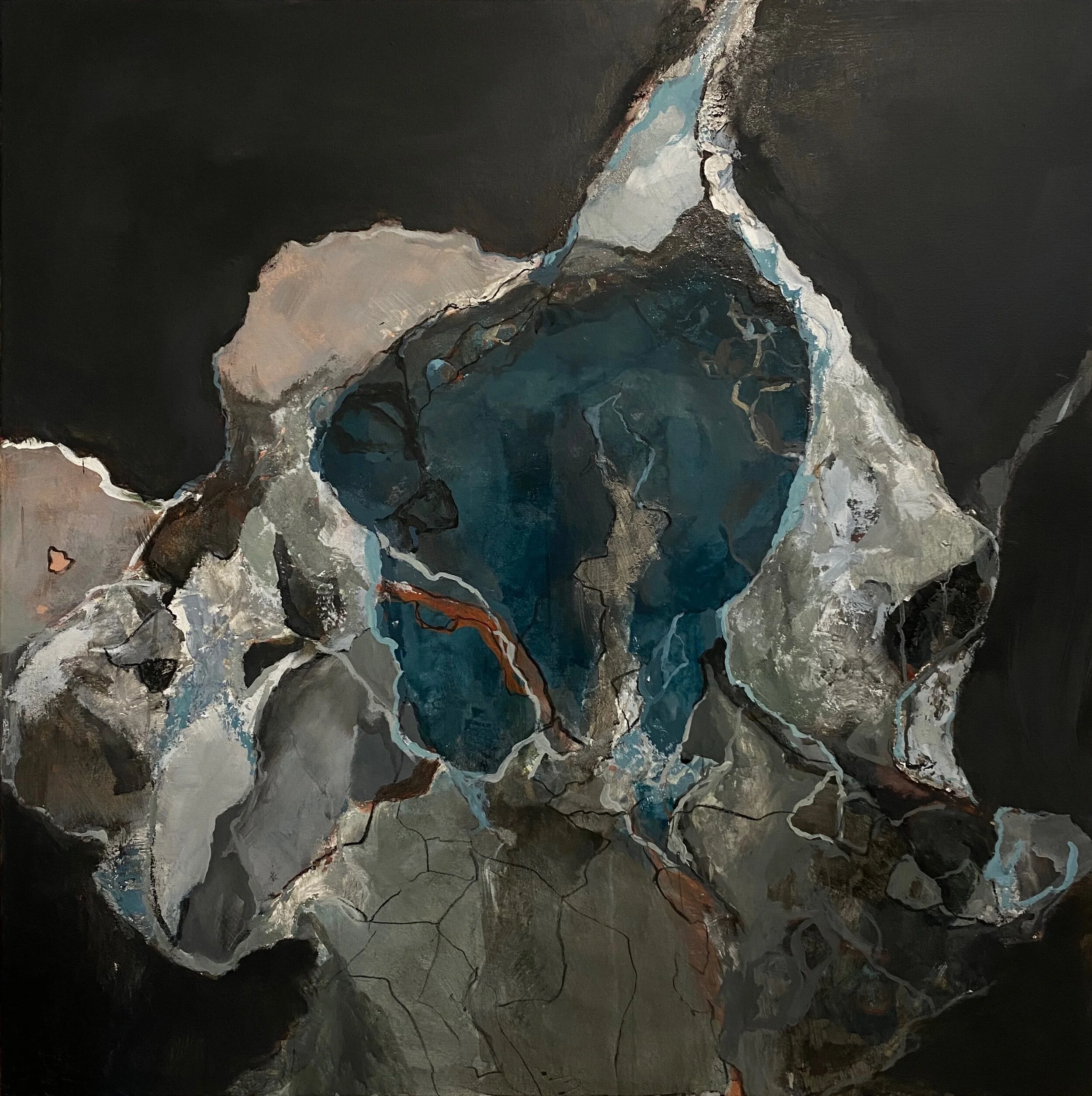 Untitled, 40x40 inches, 2020, acrylic ink and charcoal on canvas