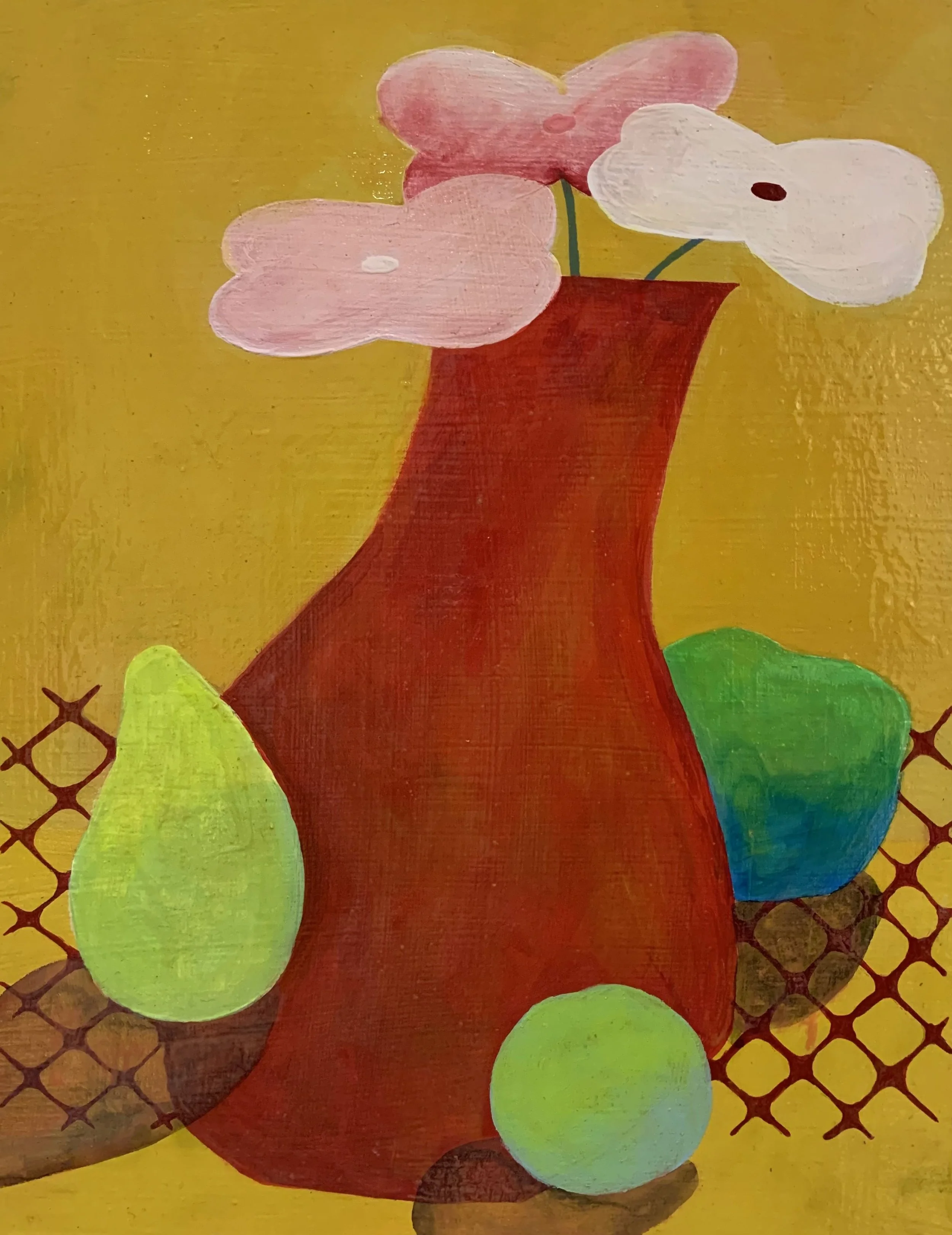 pda, 2023, acrylic and oil on wood panel, 11 in x 14 in
