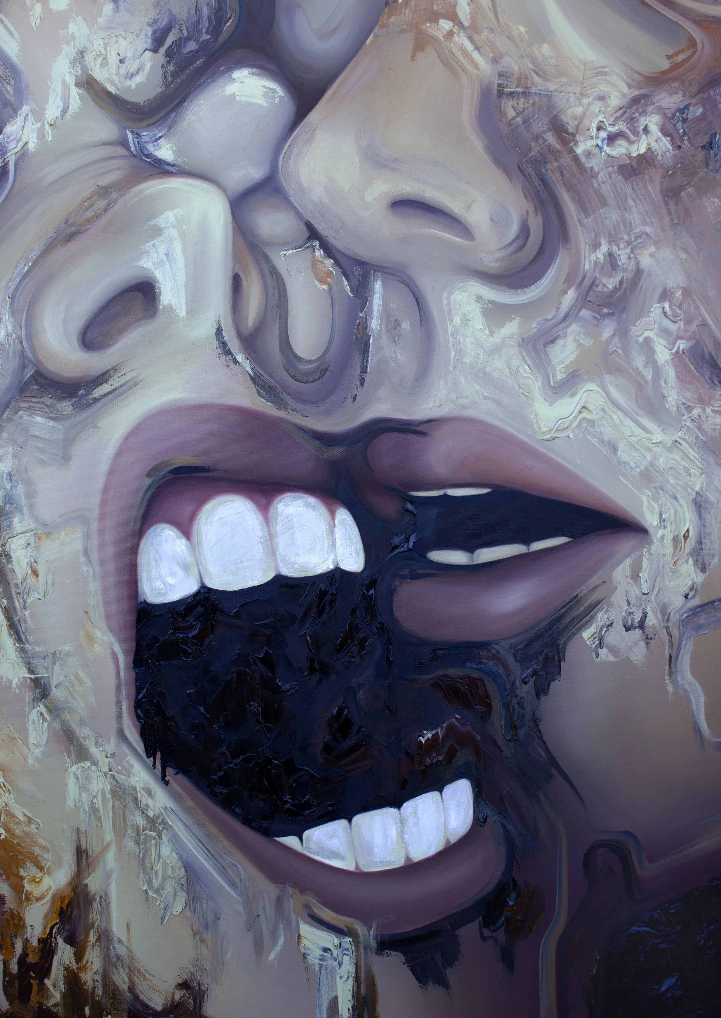 (detail) Christine Evans, Dissociate, 2021, oil paint, 48” x 60”