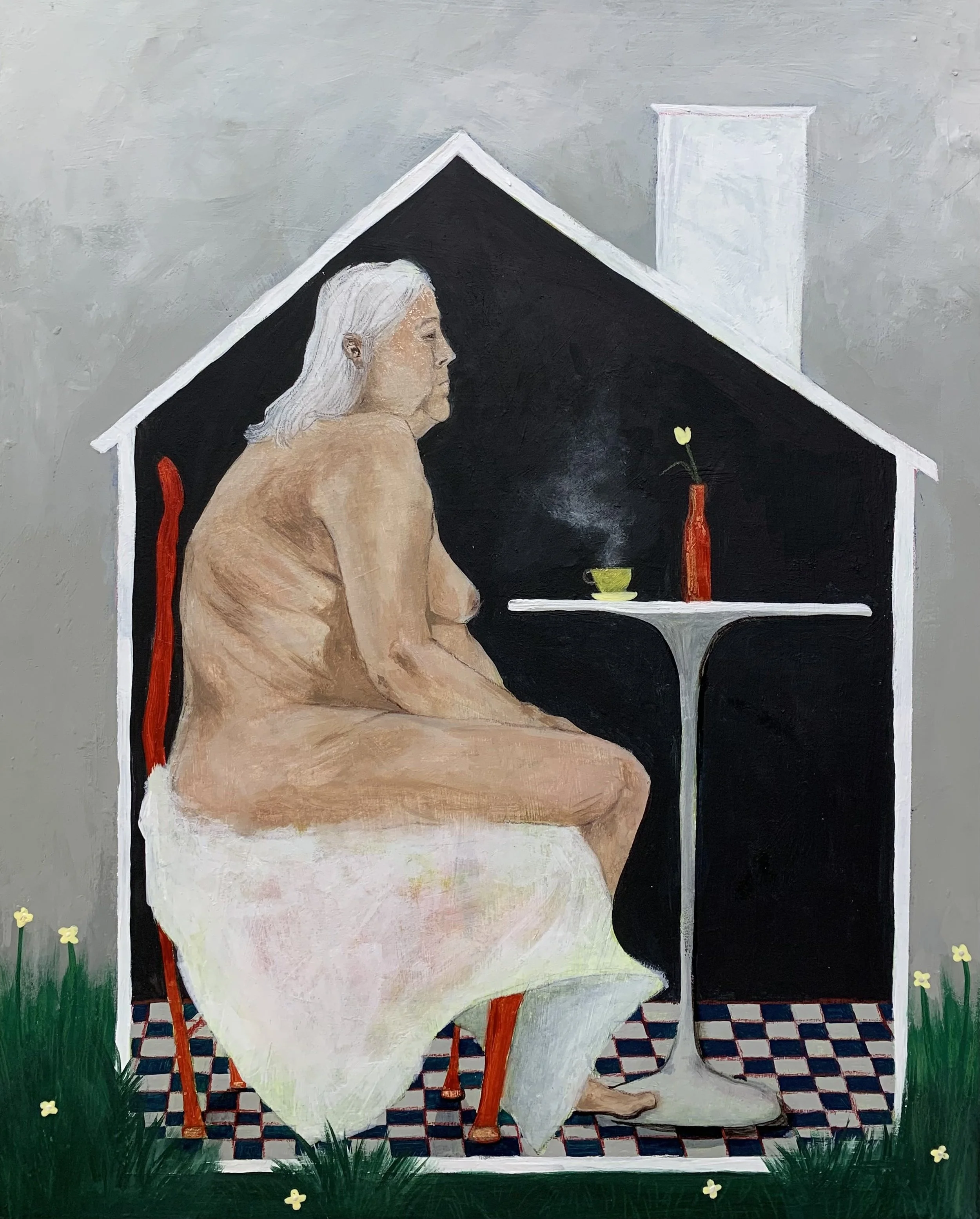 Wanda, 2023, oil and acrylic on wood panel, 16 in x 20 in