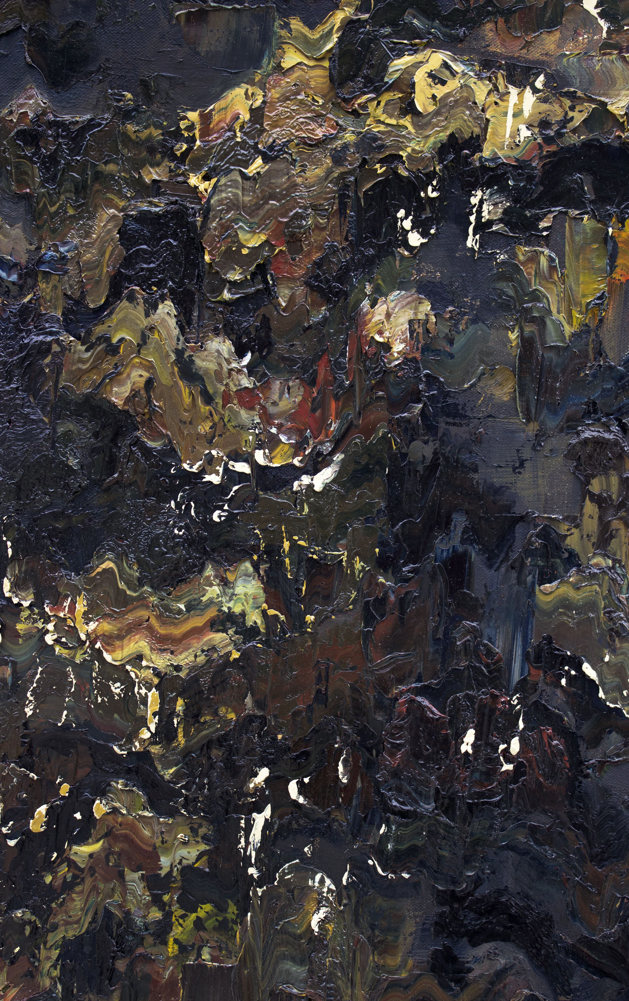 (detail) Christine Evans, Emotional Terrain, 2019, oil paint, 24” x 48”