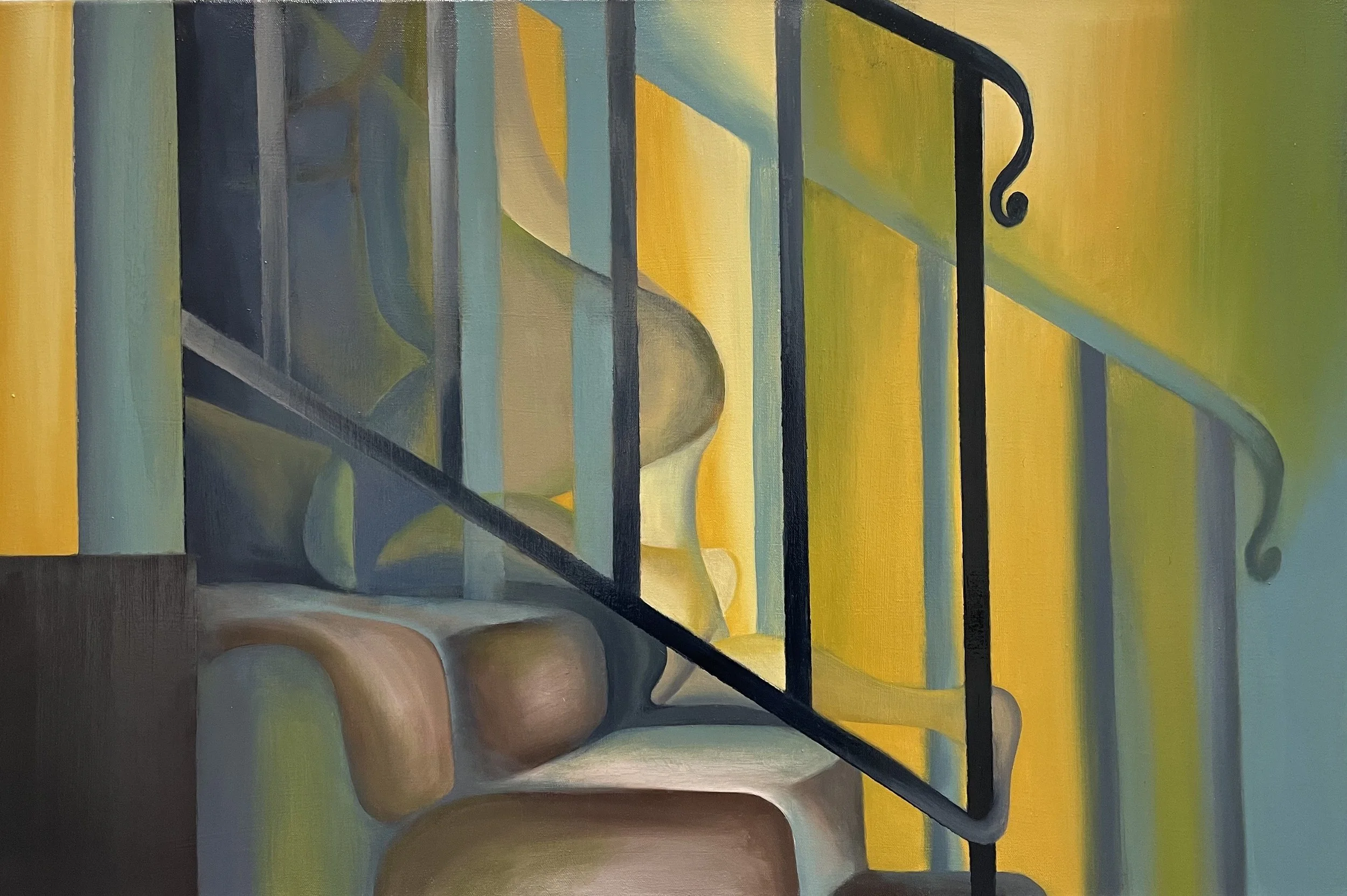 "Stairs,”  2022, Oil on canvas, 24”x36”