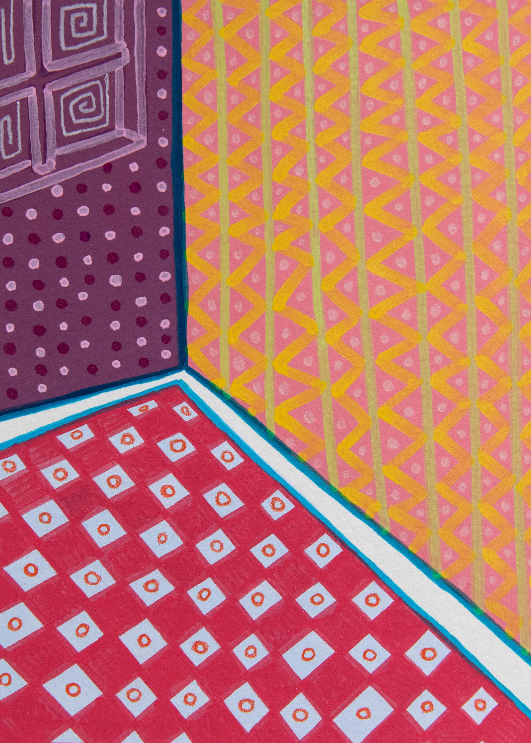 Kat Schroeder Mora, And That’s Beautiful To Me, 2020, gouache, marker, & colored pencil on paper, 5”x7”