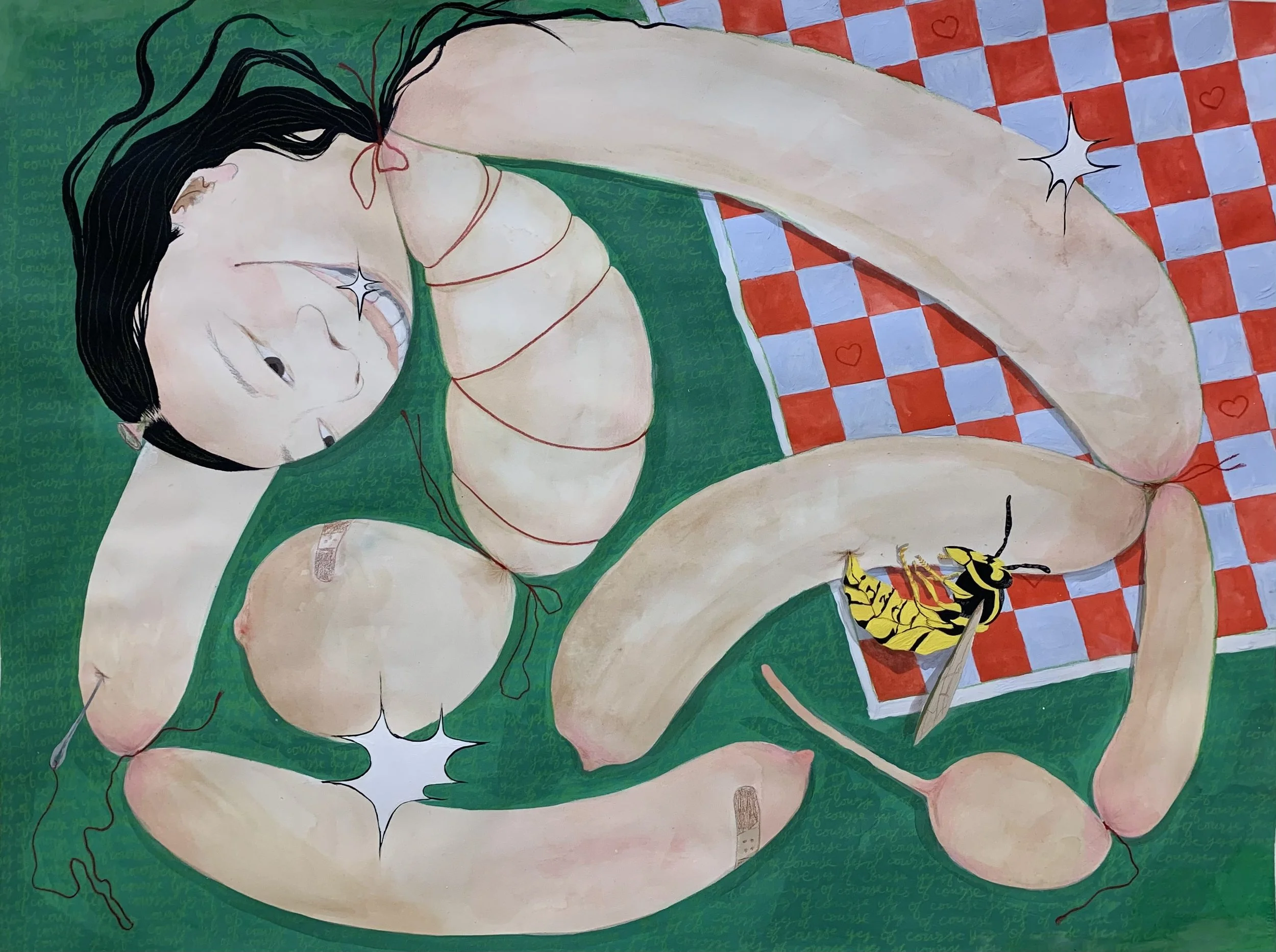 Me the Entertainer, 2023, acrylic, watercolor, and colored pencil on paper, 30 in x 22 in