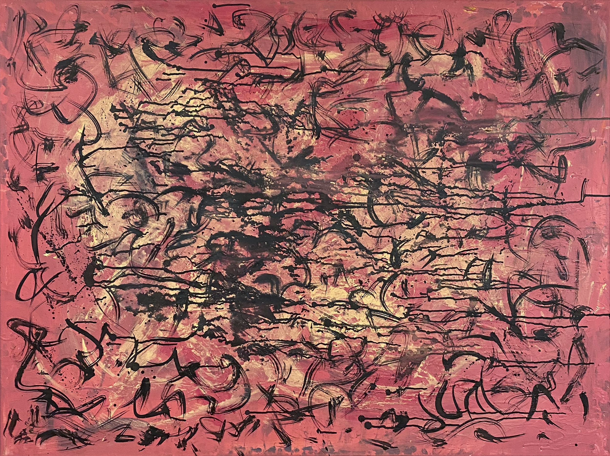 "Hot Mess", 2021, Ink, acrylic on canvas, 3x4ft
