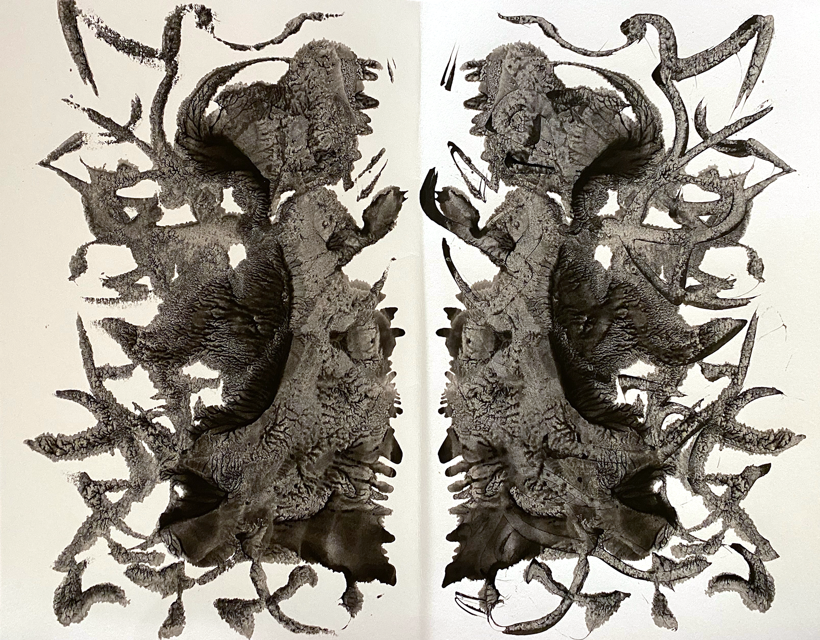 "Rorschach Test 1," 2022, Ink on bristol board, 14x17in
