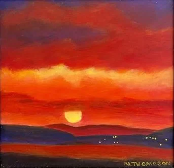 "Western sky at Sunset", Bethlehem Twp, Acrylic, 2014
Image Size: 8" x 8"/Frame OD: 9.25" x 9.25" SOLD