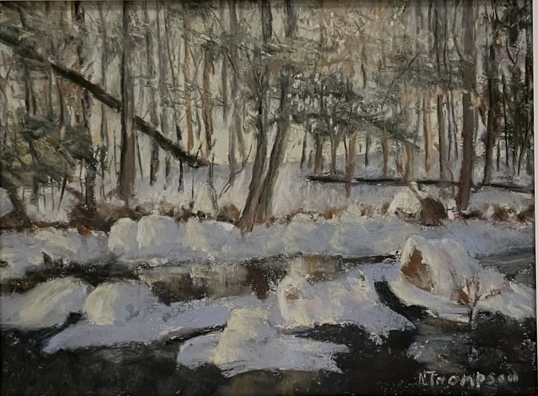 "Warm Winter Light" High Bridge, NJ, Pastel, 2010
Image Size : 9". X 12"/OD: 17.25" X  19.25" 
