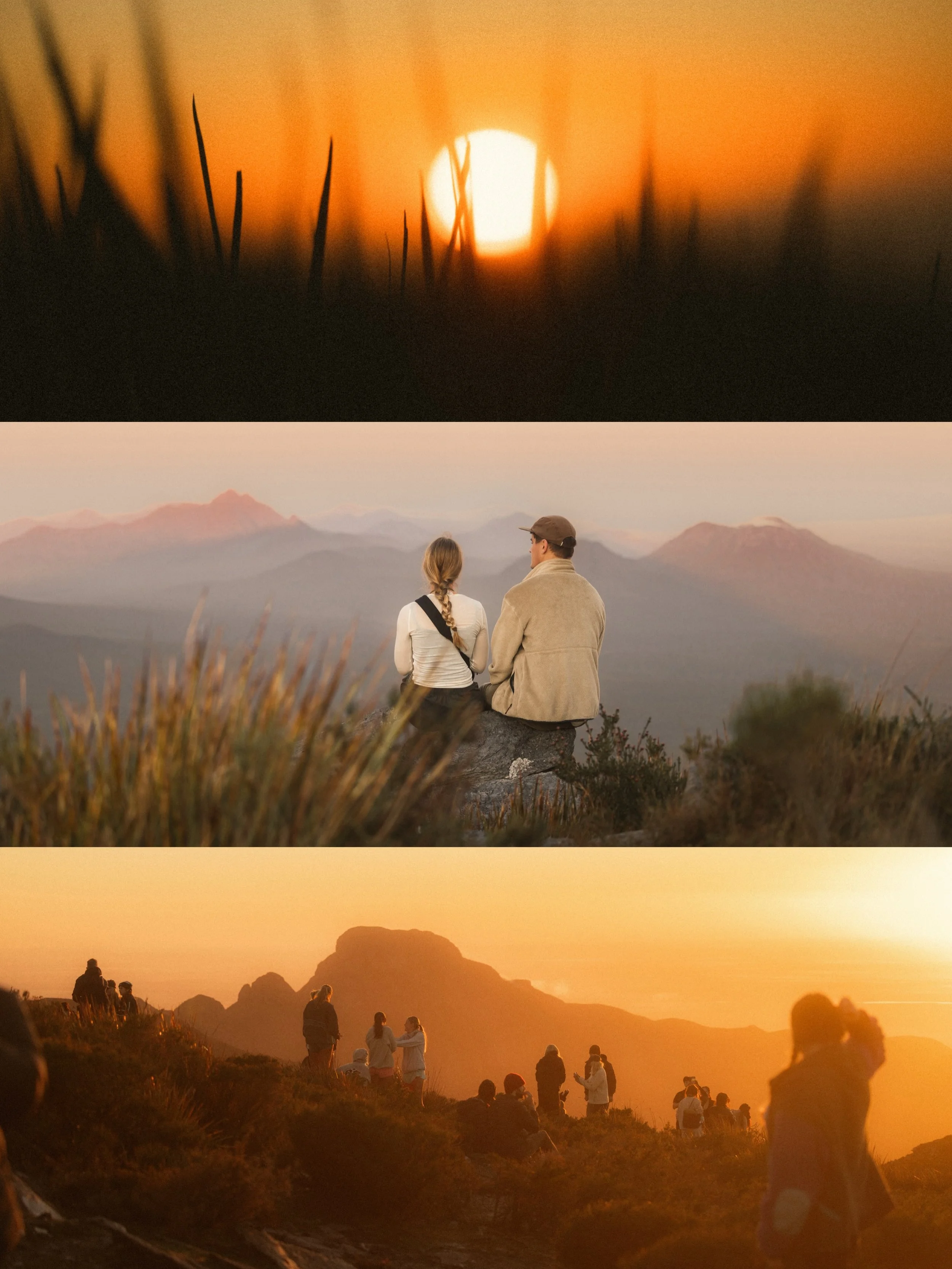&bull; Sunrise hikes will always be a favourite 𖤛
It was great to see so many people coming together at the summit to enjoy the warm glow over the vast landscape 𖠚

#hike #sunrise #mountains #aesthetic #exploremore