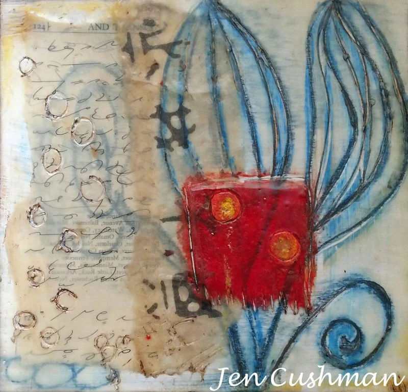 Unfolding - Encaustic Collage